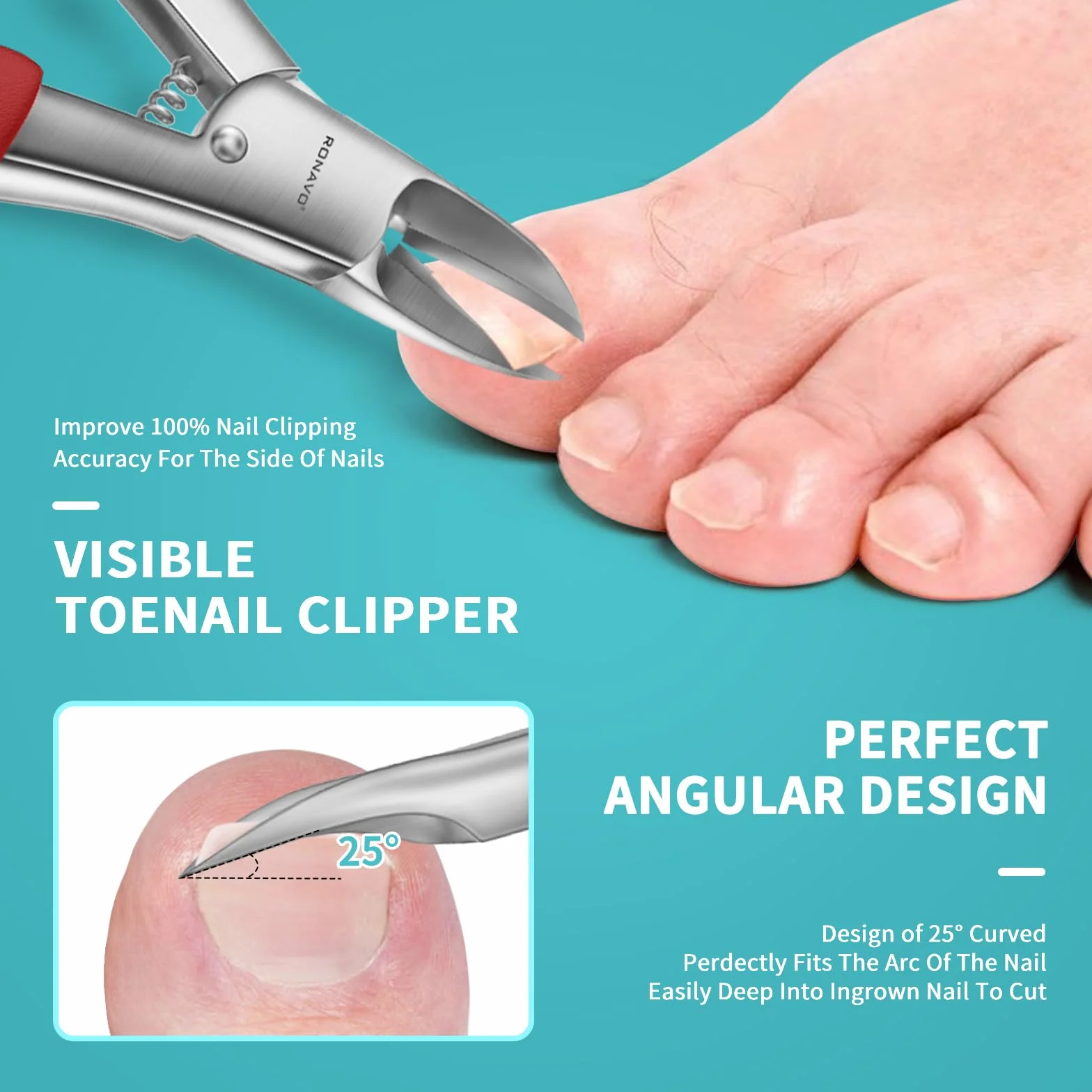 Podologen Zehennagelknipser, Professionelle Dicke & Eingewachsene Zehennagelknipser für Männer & Senioren, Pediküre Clipper Zehennagelschneider, Super scharfe gebogene Klinge Grooming Tool