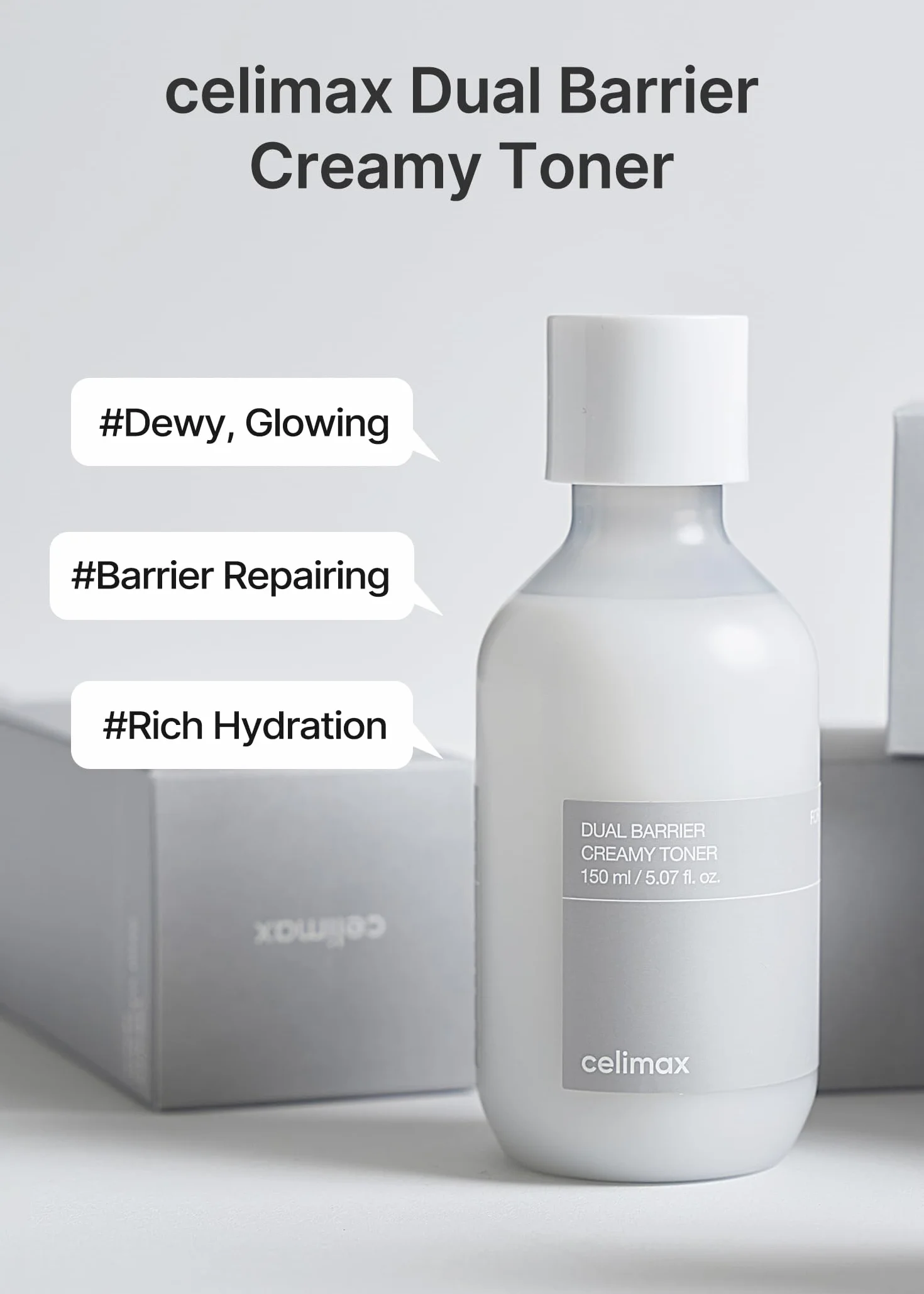 celimax Dual Barrier Creamy Toner - mit Ceramiden & Peptiden, öl- und alkoholfrei, mild für empfindliche & fettige Haut, langanhaltende Feuchtigkeit, Korean Skincare, 150 ml
