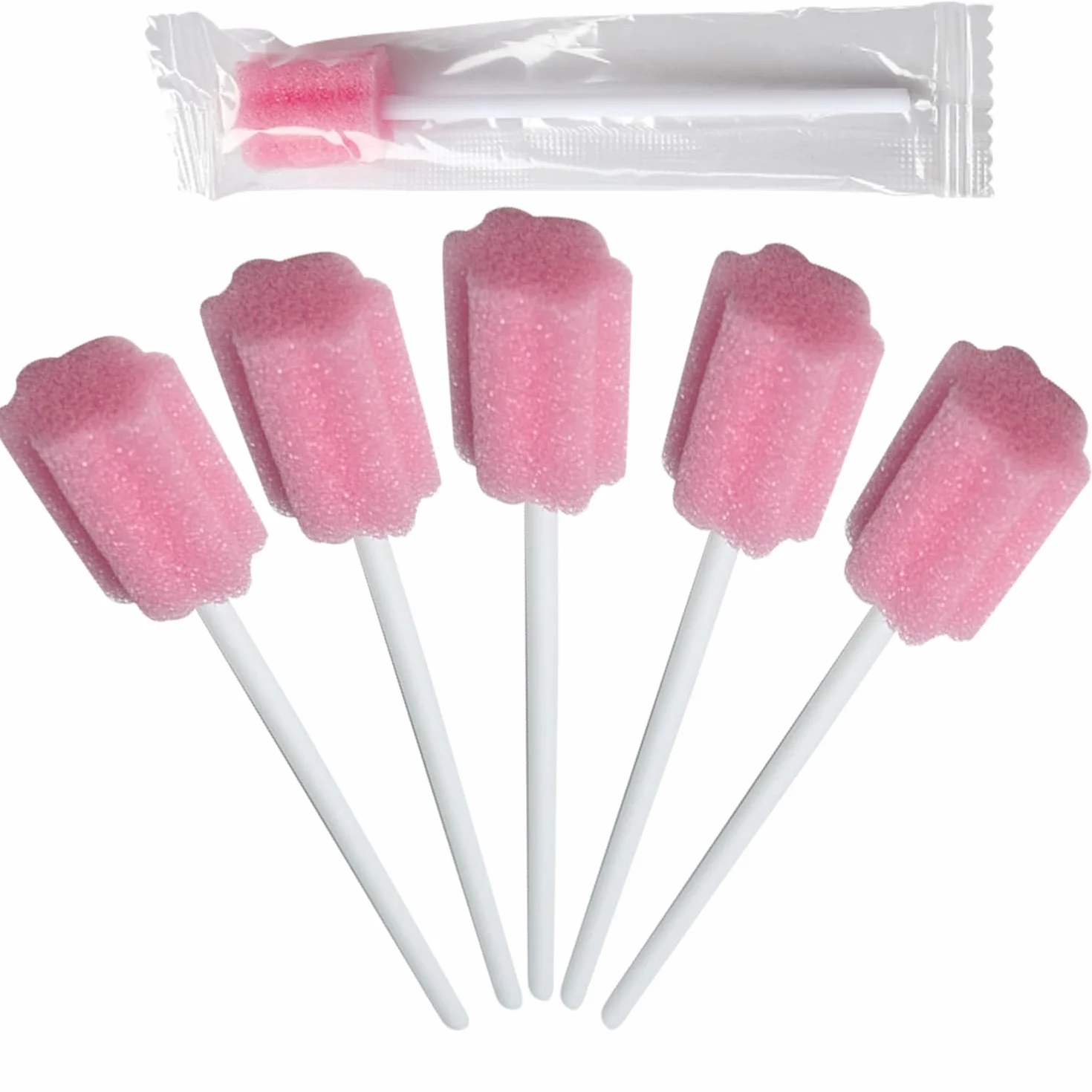 Mundpflegestäbchen Neutral Mundstäbchen Mundschwamm Einweg Steriler Wattestäbchen für Mundpflege Mundhygiene Einzeln Verpackt 80Stk (Rosa)