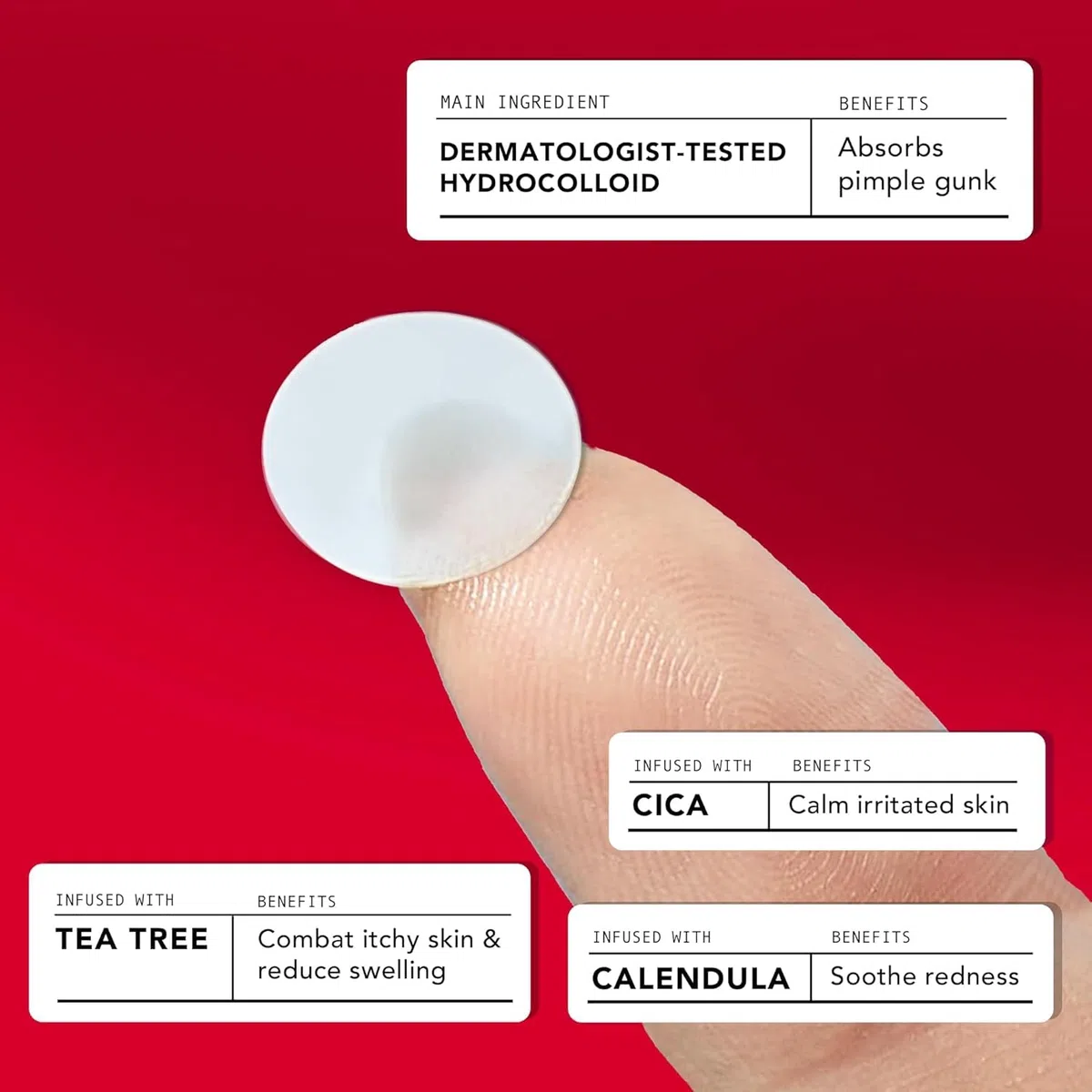 AVARELLE Akne-Pickel-Pflaster (40 Stück) Absorbierende Hydrokolloid-Spot-Behandlung mit Teebaumöl, Calendulaöl und Cica, zertifiziert vegan, frei von Tierversuchen (SORTE / 40 STÜCK)