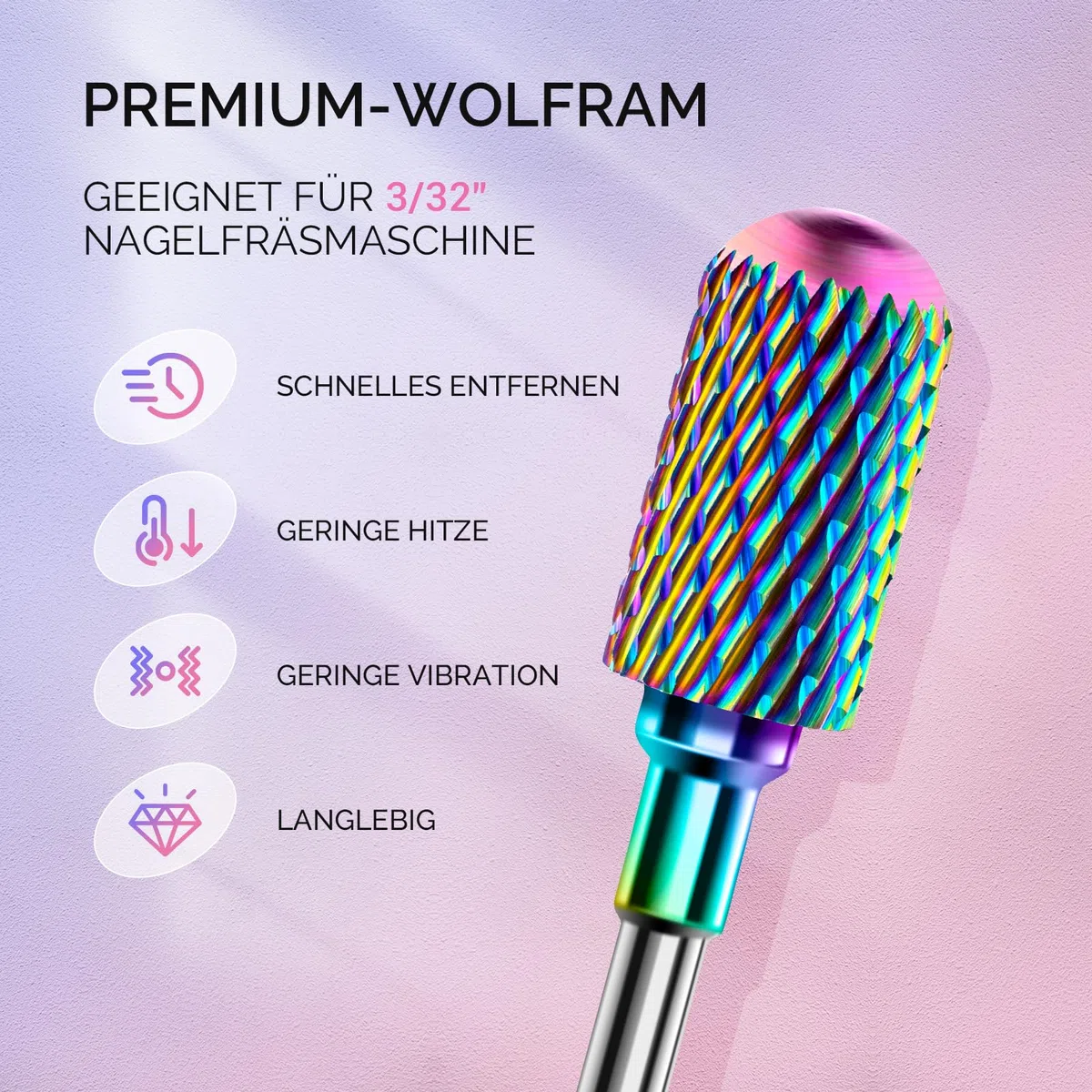 MelodySusie Nagelfräser Bits Set, 7Stk Wolframkarbid Diamant Bits für Acrylnägel Poly Gel Nagelhaut entfernen, 3/32'' Professionelle Nagelbits für Nagelfräser Efeil (mehrfarbig)