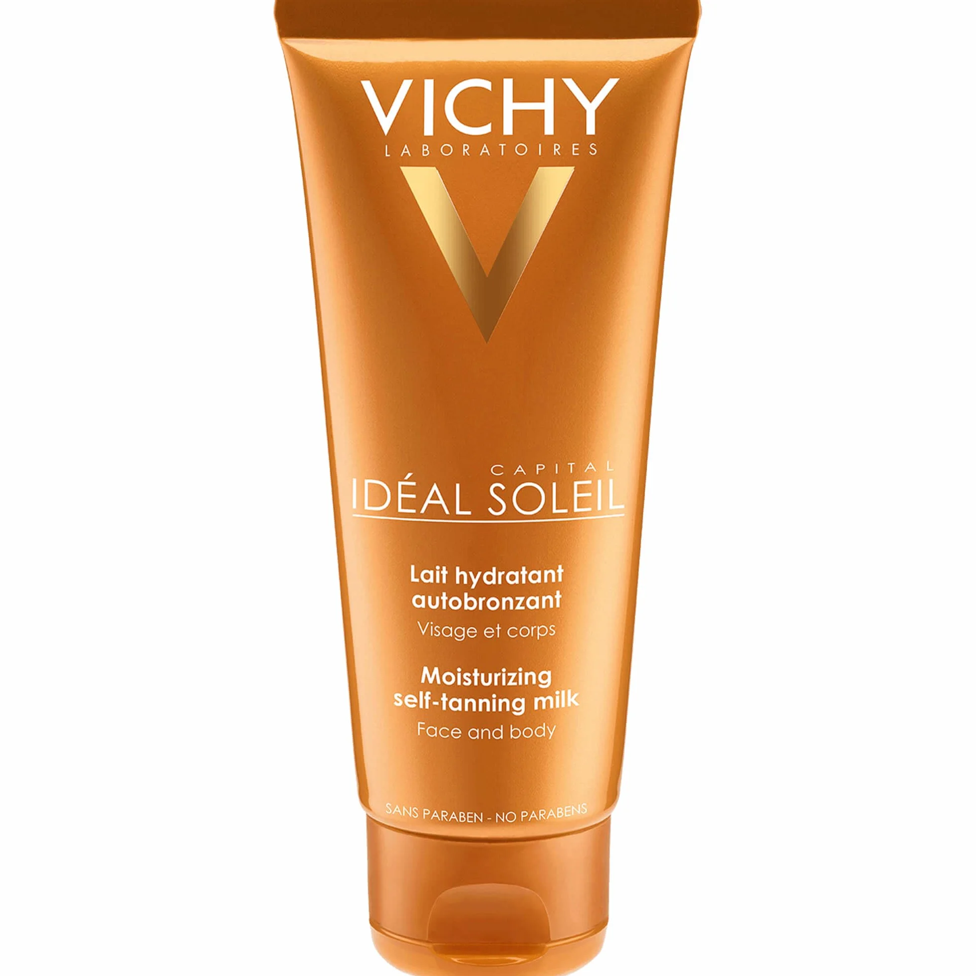 Vichy Ideal Soleil Selbstbräuner-Milch für Gesicht und Körper, Selbstbräuner mit Sheabutter, Für bis zu 8 Stunden Feuchtigkeit und eine einheitliche Bräune, 100 ml