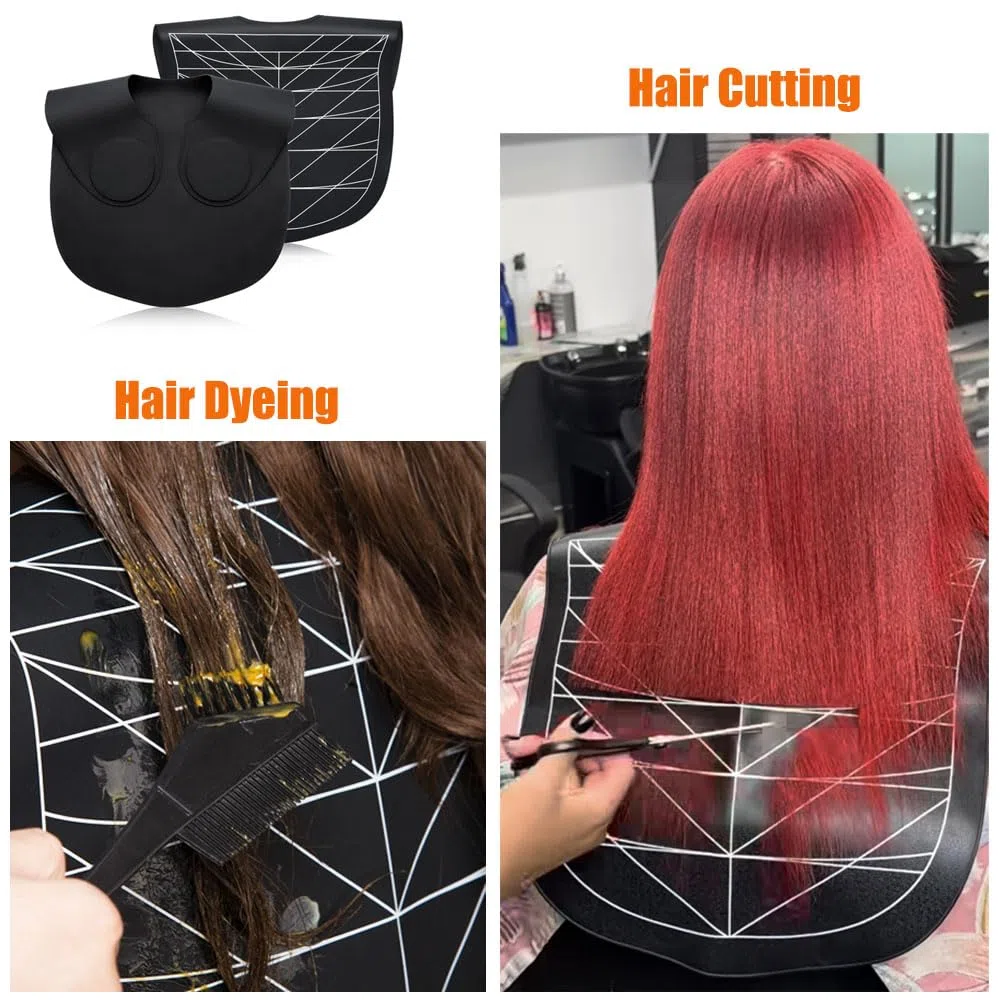Großer Haarschneide-Führungs-Kragen Silikon Wasserdichtes Haarschneide-Kap-Kit Gewichtetes Front-Haar-Färbe-Kragen Halswickel mit Führungslinien für Salon Friseur-Haarfärbung (Schwarz)