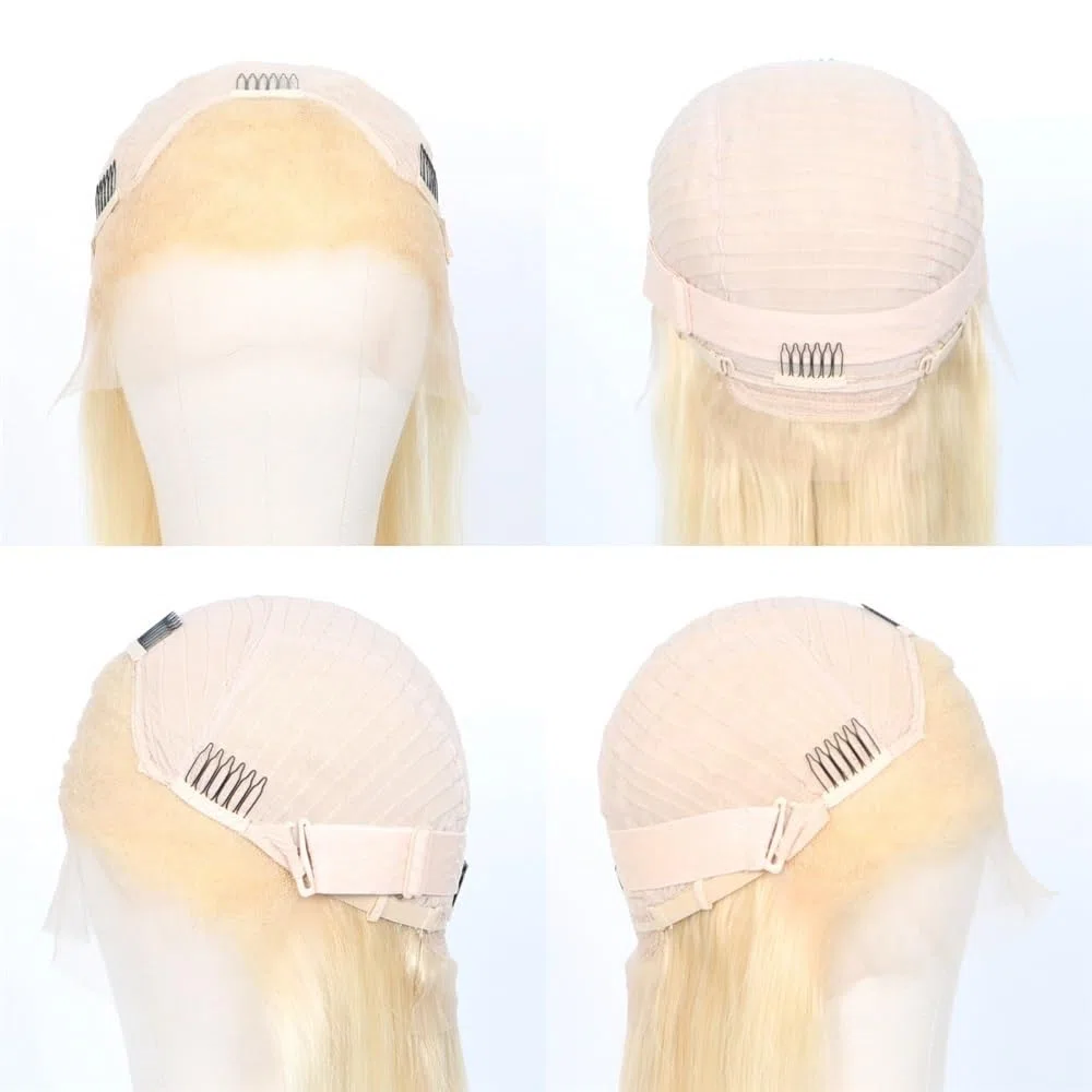 perücke Menschliches Haar 13x4 Lace Front Perücke Tiefe Welle #613 Lace Frontal Perücke Vorgezupft Kunstfaserhaar(22inches)