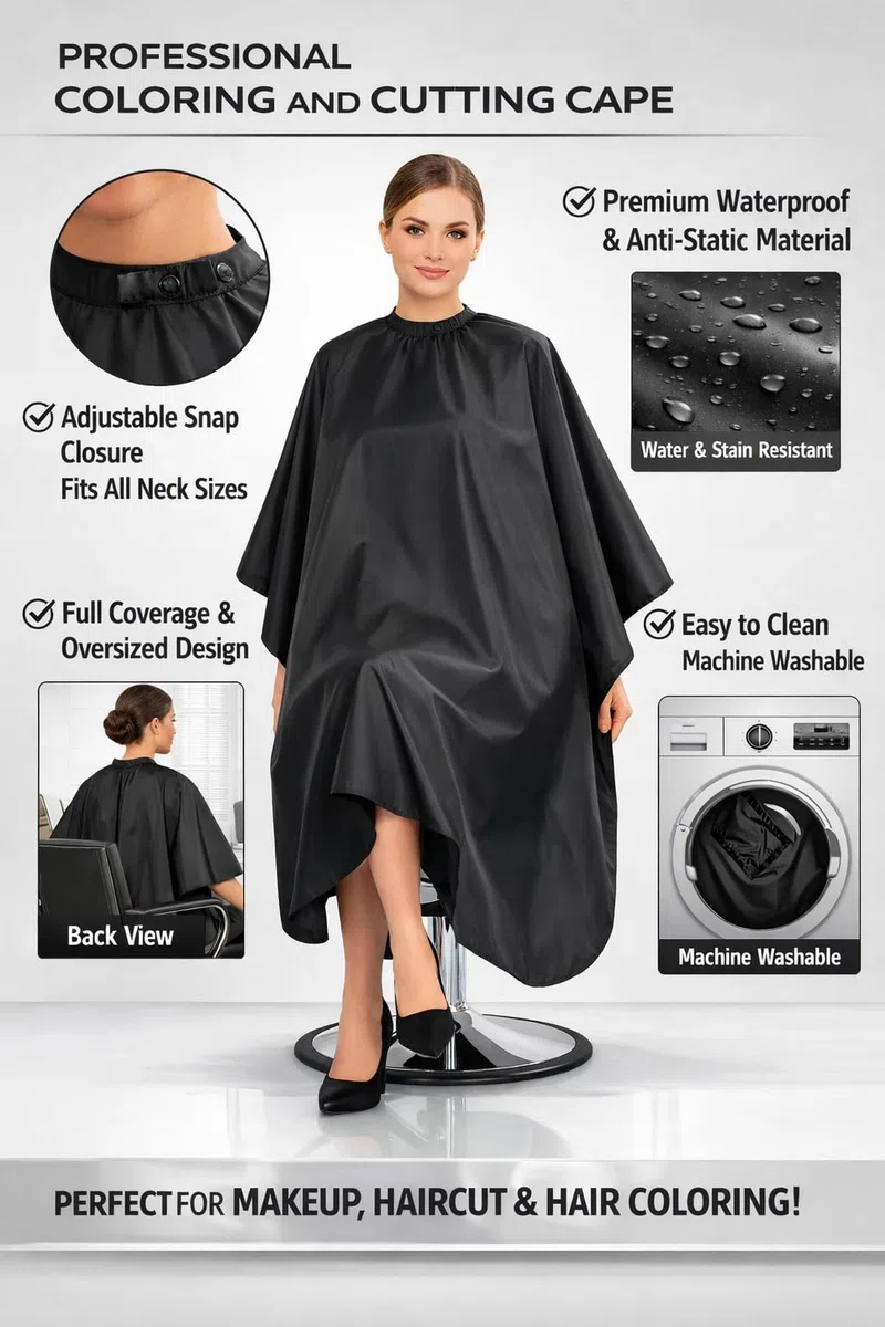 IC-collection Profi-Färbeumhang mit Druckknöpfen – Wasserabweisender Friseurumhang, leicht, pflegeleicht & bequem – Ideal für Salon & Heimgebrauch