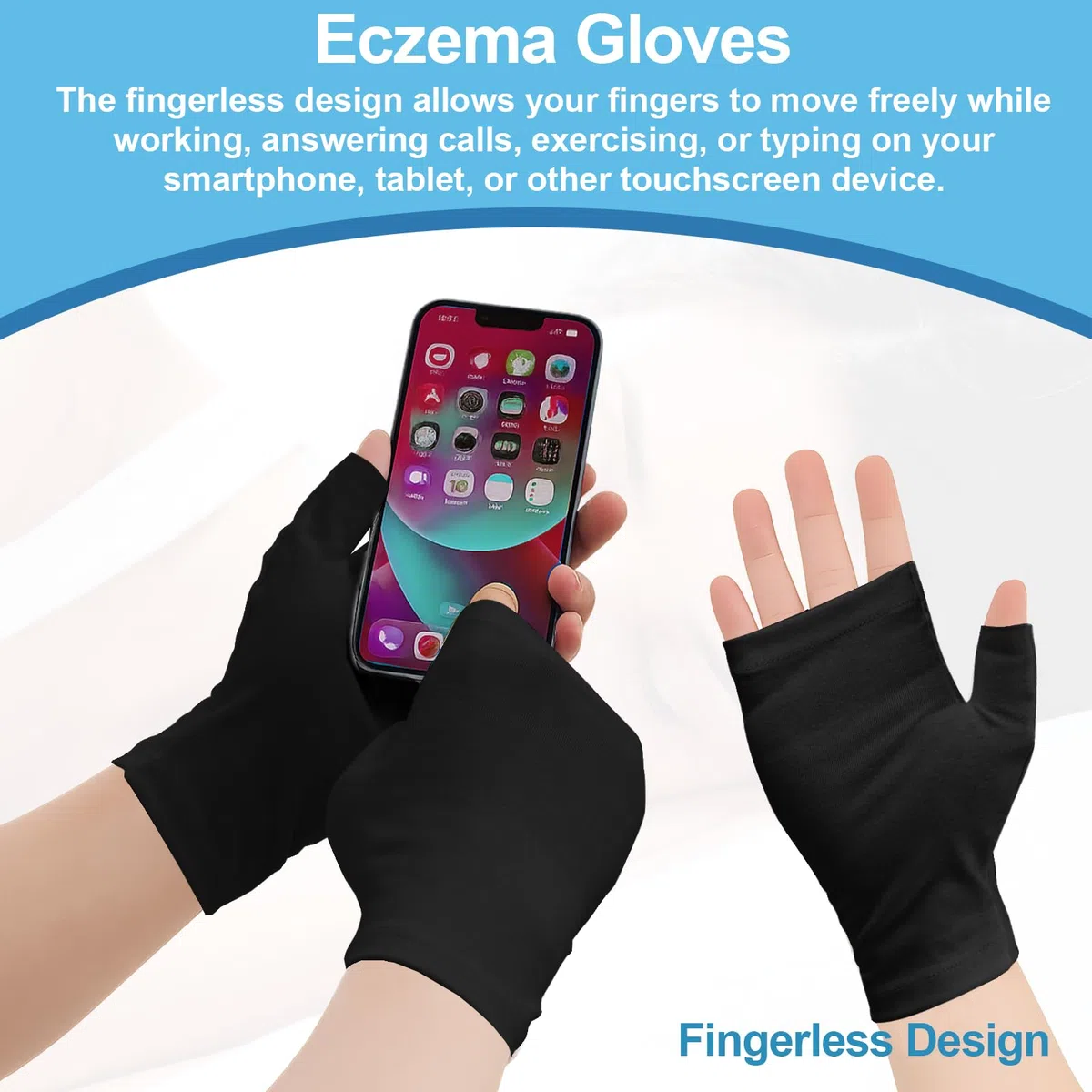 6 Paar Fingerlose Ekzem Handschuhe, Weiche Schwarz Baumwollhandschuhe FüR Ekzeme, Neurodermitis Handschuhe, Fingerlose Baumwollhandschuhe FüR Trockene HäNde, SchöNheit, Hand Spa