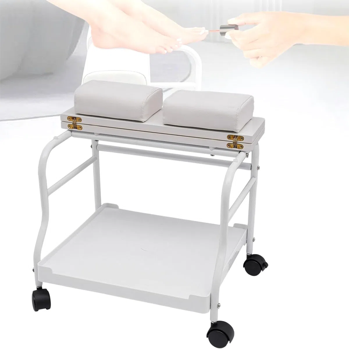 X&Z-XAOY Fußbad Spa Trolley Wagen Schönheitssalon Fußbad Mit Rädern Tragbarer Pediküre-Wagen Für Pediküre-Maniküre Gewicht Kapazität 39.7 Lbs(White)