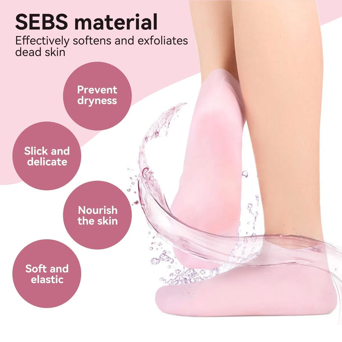 2 Paar SEBS Fußpflegesocken, rutschfest, risshemmend, Peeling, Fuß-Spa-Socken, feuchtigkeitsspendend, Socken, weiche Haut, Pediküre-Socken, Silikon-Gel-Socken für Männer und Frauen (L (39–41)