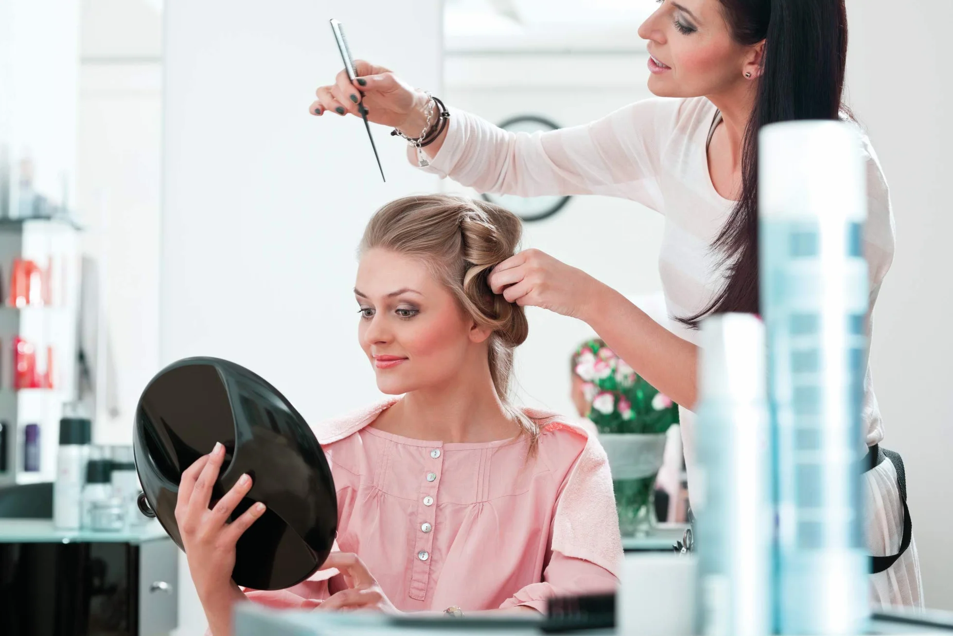 TB TOOLS FOR BEAUTY T4B LUSSONI Schwarz breiter, praktischer und professioneller Friseur-Handspiegel 28 cm für Salons, Friseure, Kosmetikerinnen, Damen Herren