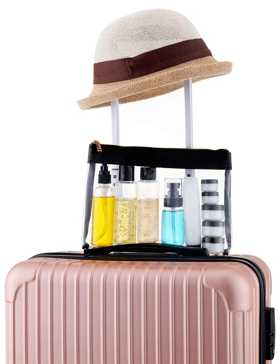 Toureal 15 Stück Leere Reiseflaschen Set (Max.100ml) Leder Reisegrößen Behälter, Reise Flaschen für Kosmetik Flugzeug (Transparent)