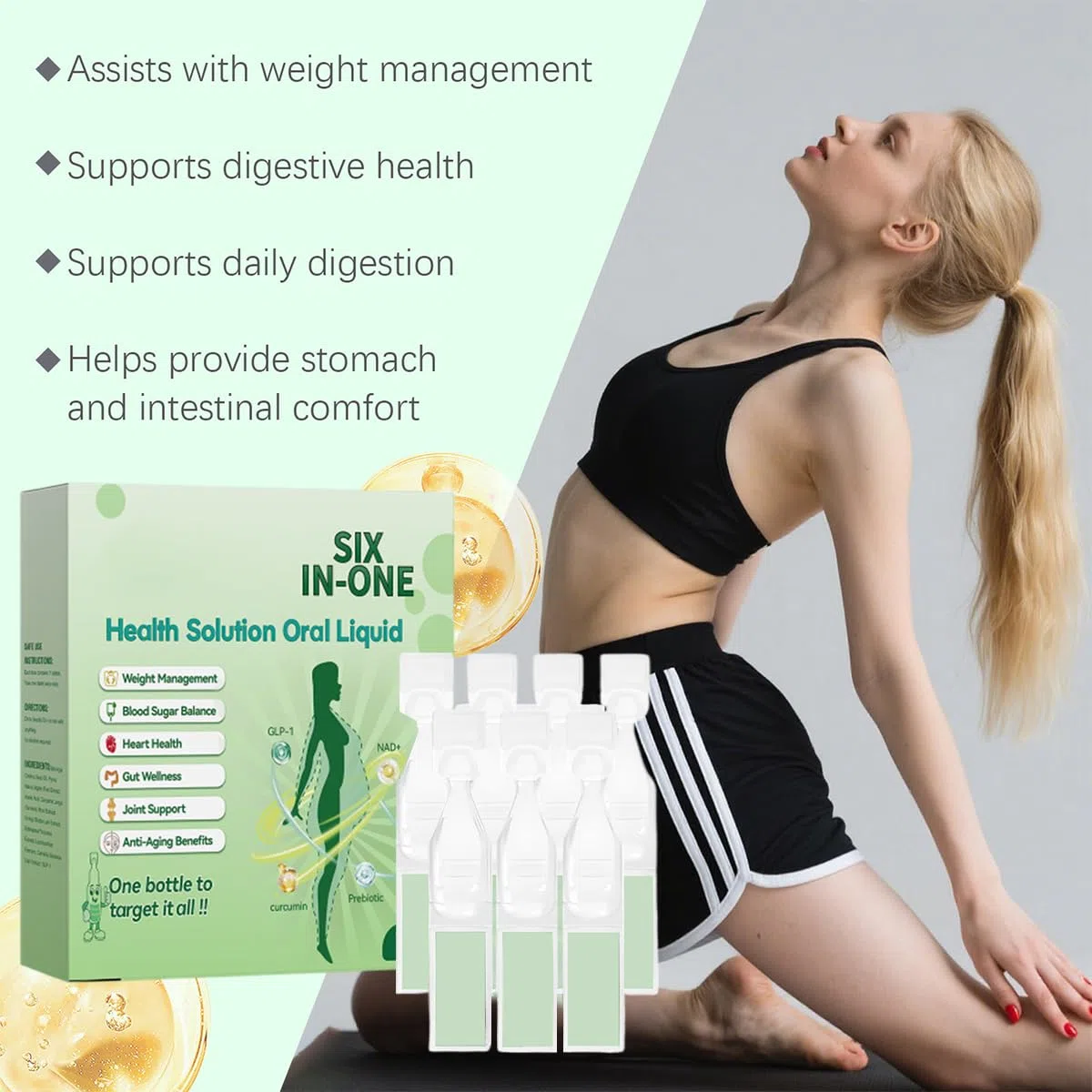 6-in-1 Abnehmen Tropfen, Orale Flüssigkeit zum Abnehmen, Weight Loss Drops, Six-in-One Pflege Tropfen für die tägliche Körperpflege, Bauchfett Schnell Loswerden, für Frauen und Männer