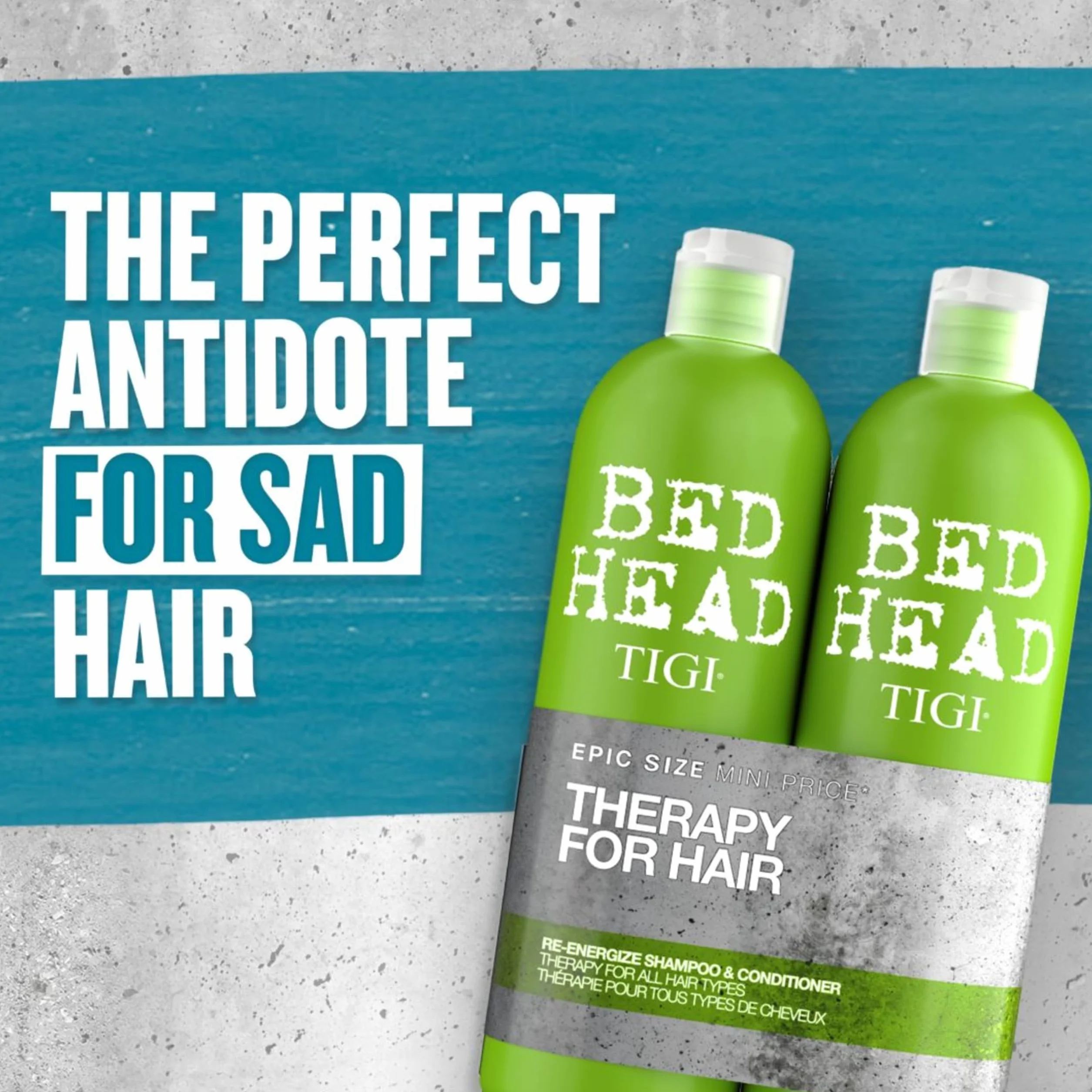 Bed Head by TIGI | Re-Energise Shampoo und Conditioner Set | Professionelle Haarpflege, tief reinigend und pflegend | Für alle Haartypen | 2 x 750 ml