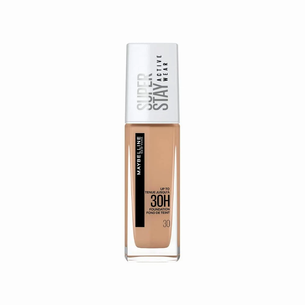 Maybelline New York Wasserfestes Make up, Foundation mit hoher Deckkraft, Langanhaltendes Gesichts-Make-up, Super Stay Active Wear, Farbe: Nr. 30 Sand (Hell) 1 x 30 ml