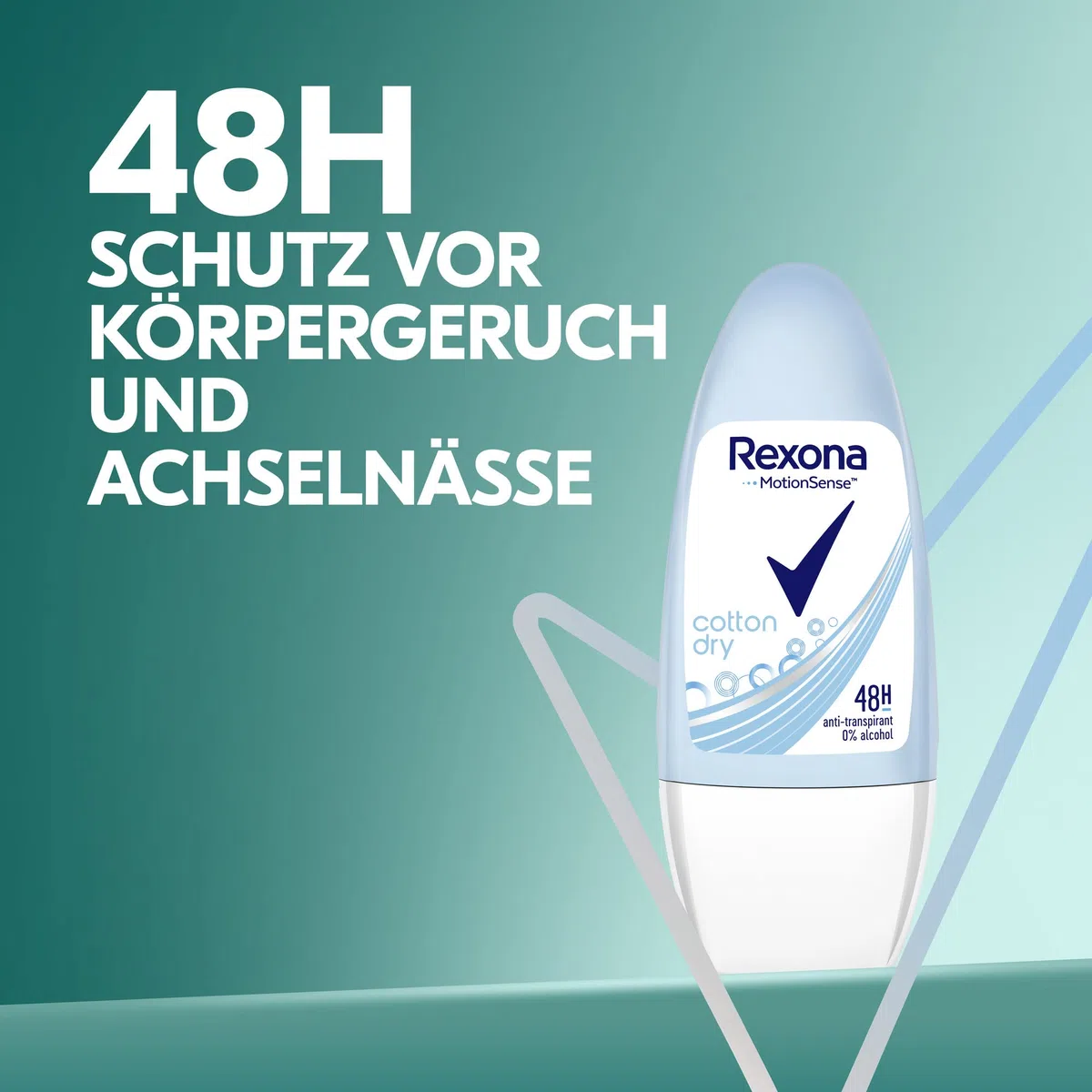 Rexona MotionSense Deo Roll-On Cotton Dry - Anti-Transpirant mit 48 Stunden Schutz gegen starkes Schwitzen und Körpergeruch - 50 ml (6er-Pack)