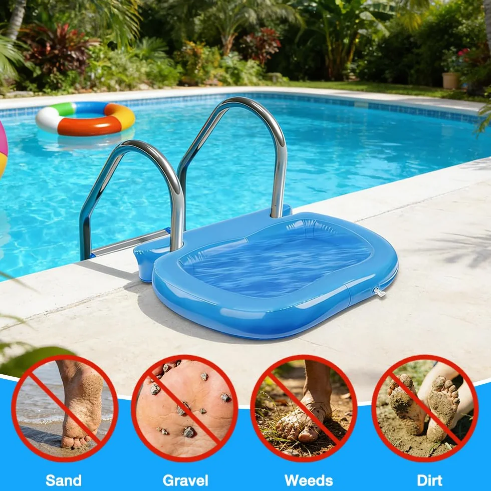 Aufblasbares Fusswanne für Pool, HOVCEH Pool Fußwanne mit Haken, Fußbad Pools für Schwimmbad Eingang, Fußbecken Pools für saubere Sohle, Kies, Grasschnittmatte