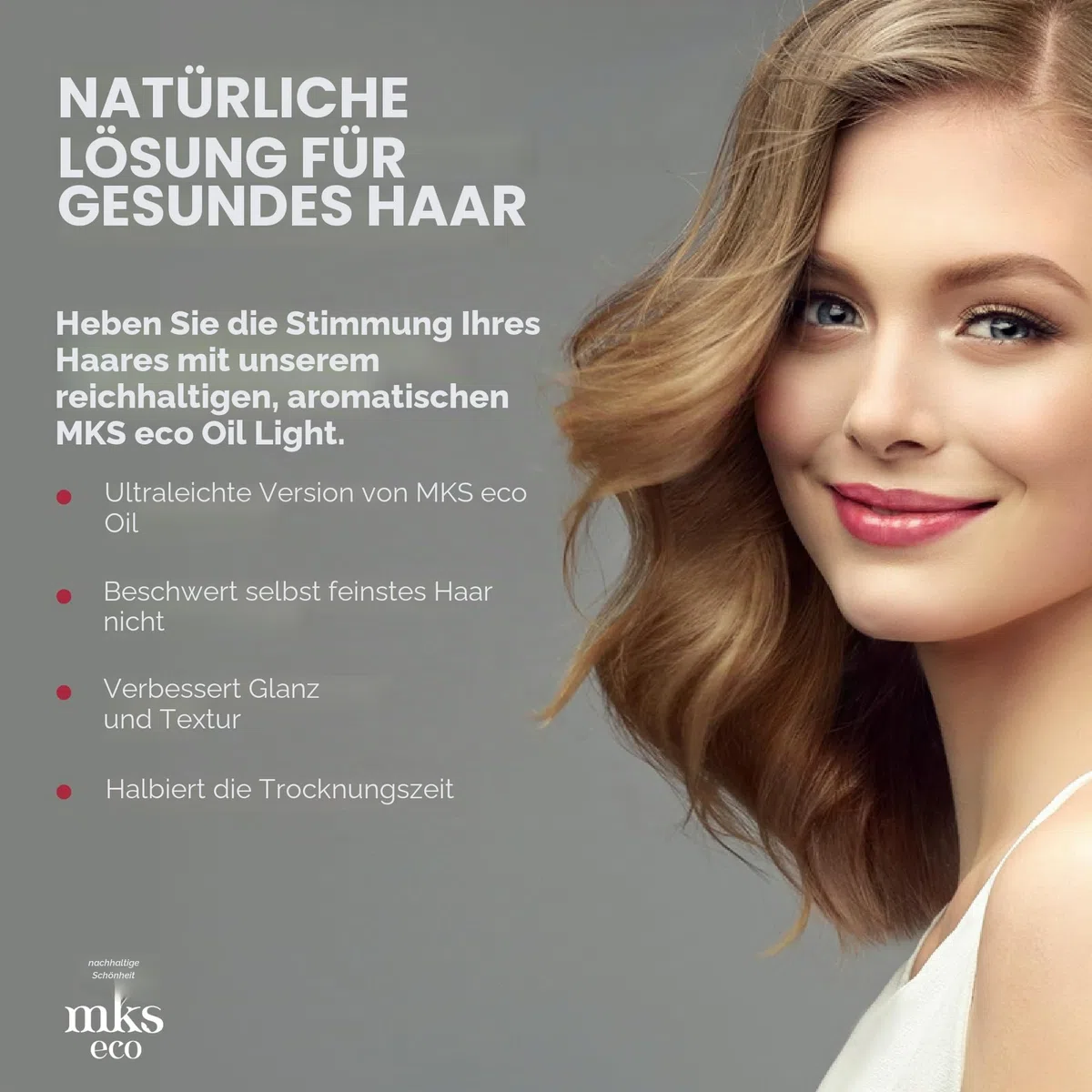 MKS Eco Oil Light, Original - 2 fl oz - Haarstyling-Elixier - Marokkanisches Arganöl, Hanfsamenöl - Ideal für feines Haar - Spendet Feuchtigkeit, pflegt das Haar und kontrolliert Frizz