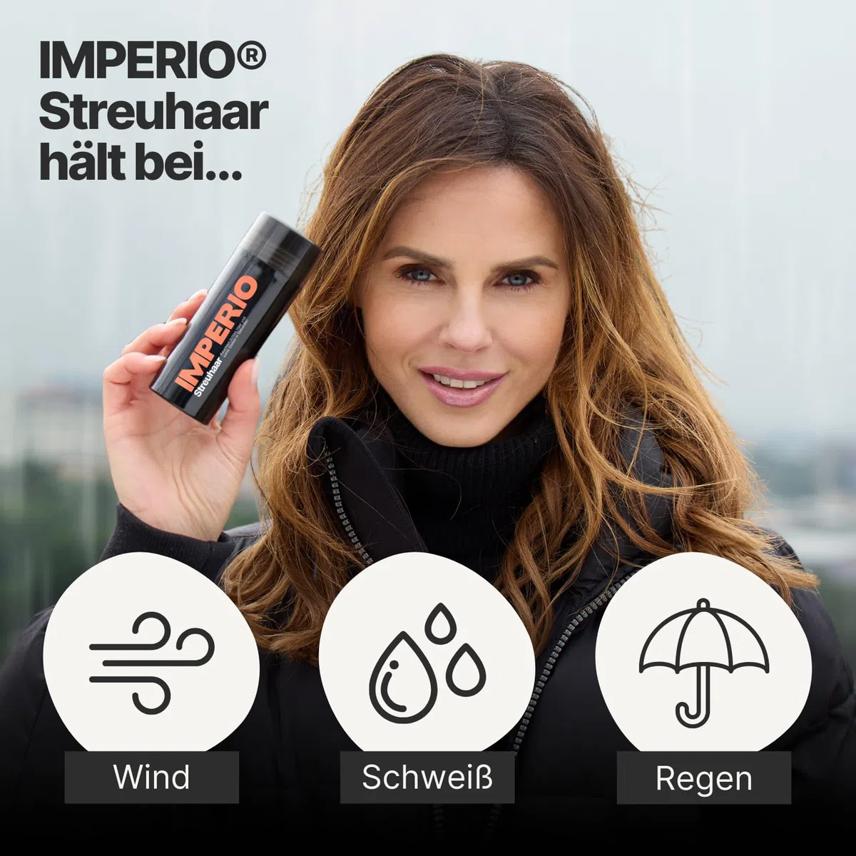 IMPERIO Streuhaar zur Haarverdichtung & vollem Haar in Sekunden. Schütthaar für einen authentischen Look. 100% Natur! In Premium Friseurqualität - 26g (Dunkelbraun)