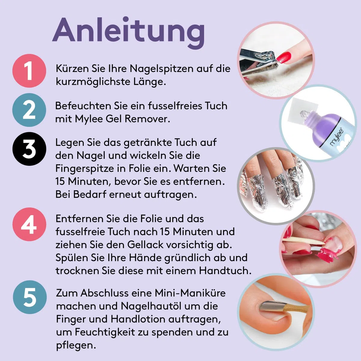 Mylee"Prep + Wipe" Gel-Nagellackreiniger und Reinigungsmittel für UV/LED-Maniküreazeton 2x250ml
