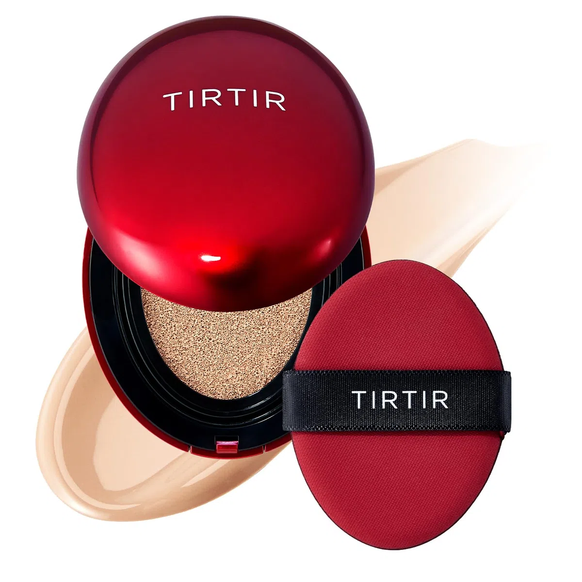 TIRTIR Mask Fit Red Cushion Foundation | Volle Deckkraft, Leicht & Hautnah, Satin Glow Finish | Koreanisches Cushion Make-up, Tattoo-Abdeckung, Aufbauend (0,63 Fl Oz), 21N Ivory