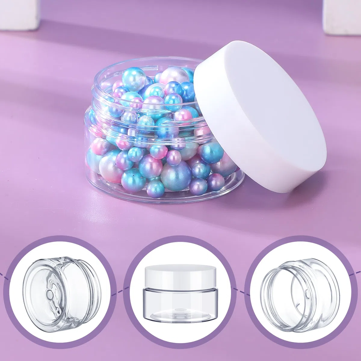 SATINIOR 500 Stück 28 g Kunststoffgläser, leere Kosmetikbehälter mit weißem Deckel, auslaufsicher, rund, transparent, Make-up-Probenbehälter für Cremes, Lotionen, Salben, Lidschatten, Make-up,
