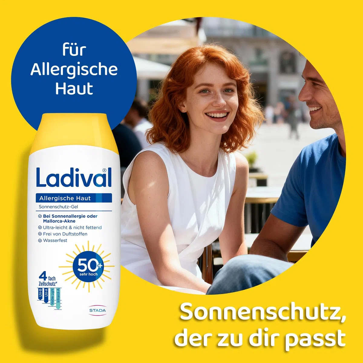 Ladival Allergische Haut Sonnenschutz-Gel LSF 50+: Sonnencreme für den Körper bei Sonnenallergie und Mallorca-Akne, wasserfest, mit 4-fach Zellschutz, 200ml