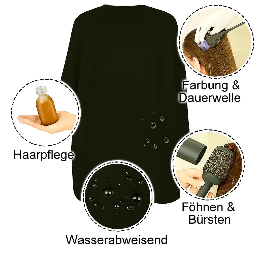 IC-collection Profi-Färbeumhang mit Druckknöpfen – Wasserabweisender Friseurumhang, leicht, pflegeleicht & bequem – Ideal für Salon & Heimgebrauch