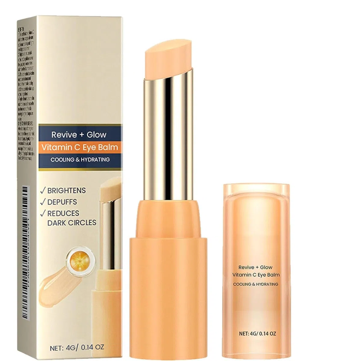 Revive Glow Vitamin C Augenbalsam, Vitamin C unter Augenbalsamstab, hydratisierende Augencreme, Verbesserung dunkler Ringe, hellt den Hautton auf, verringert Schwellungen (1Pcs)