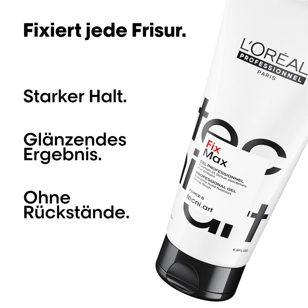 L'Oréal Professionnel Paris Tecni.ART Fix Max, strukturierendes Gel für ultrastarken Halt, glatt & wild, ohne Rückstände, 200 ml