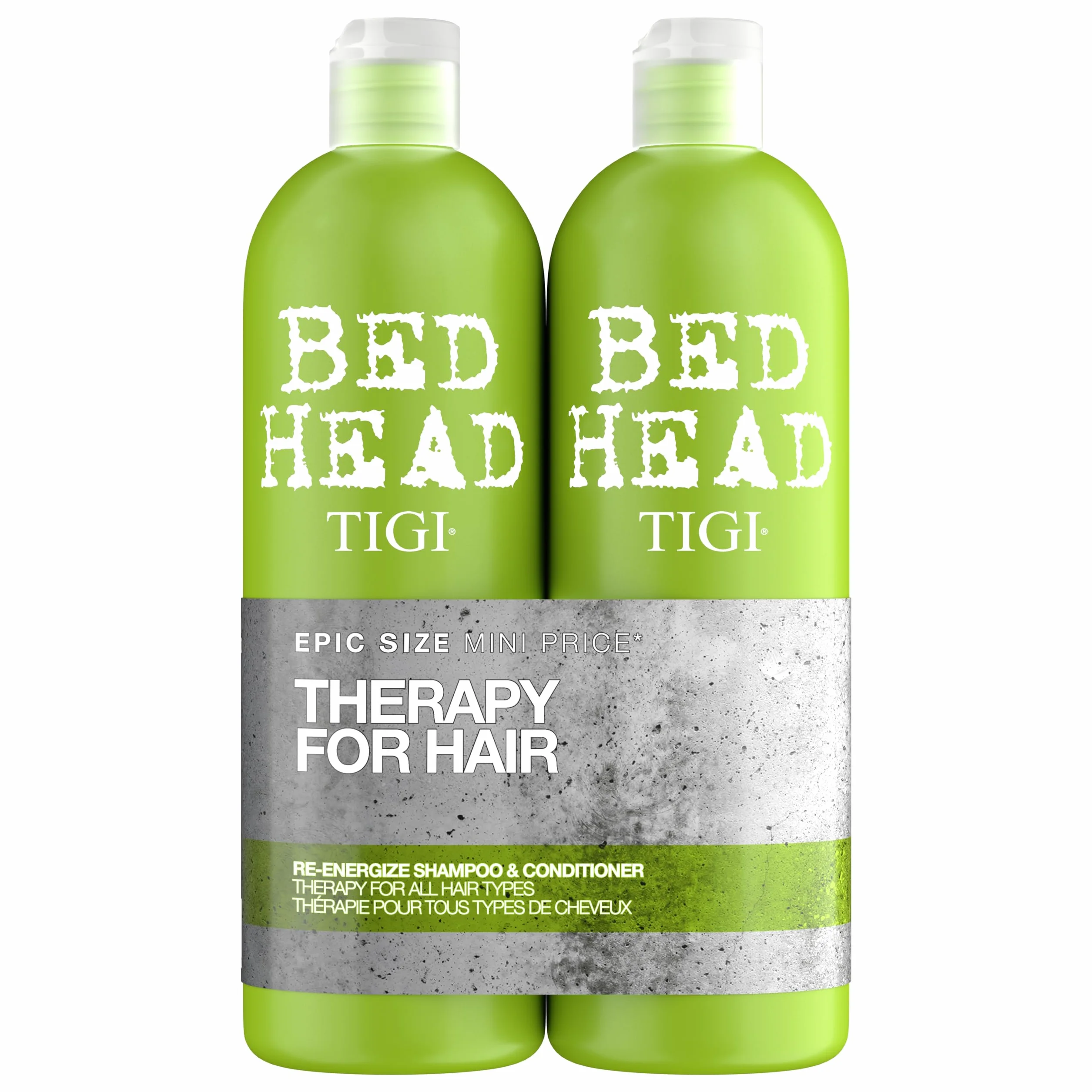 Bed Head by TIGI | Re-Energise Shampoo und Conditioner Set | Professionelle Haarpflege, tief reinigend und pflegend | Für alle Haartypen | 2 x 750 ml