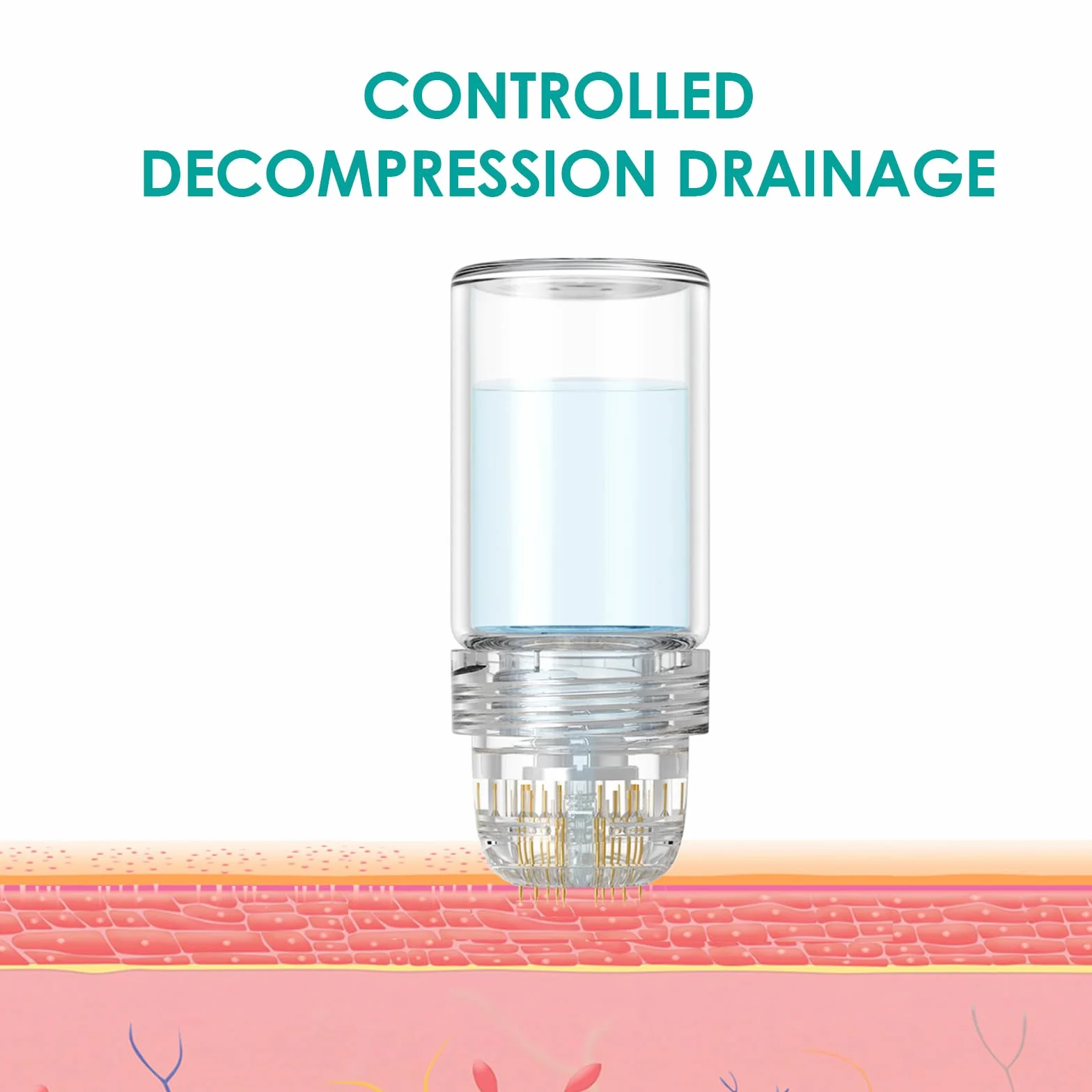 Derma Stamp Hydra Needle 20 Microneedling 0,5 mm, Microneedling Hydra Nadel Derma Roller mit 3 Auswechselbaren Derma-Stamp-Köpfen Anti Aging Beauty Essence Flasche Kosmetisches Microneedling Werkzeug