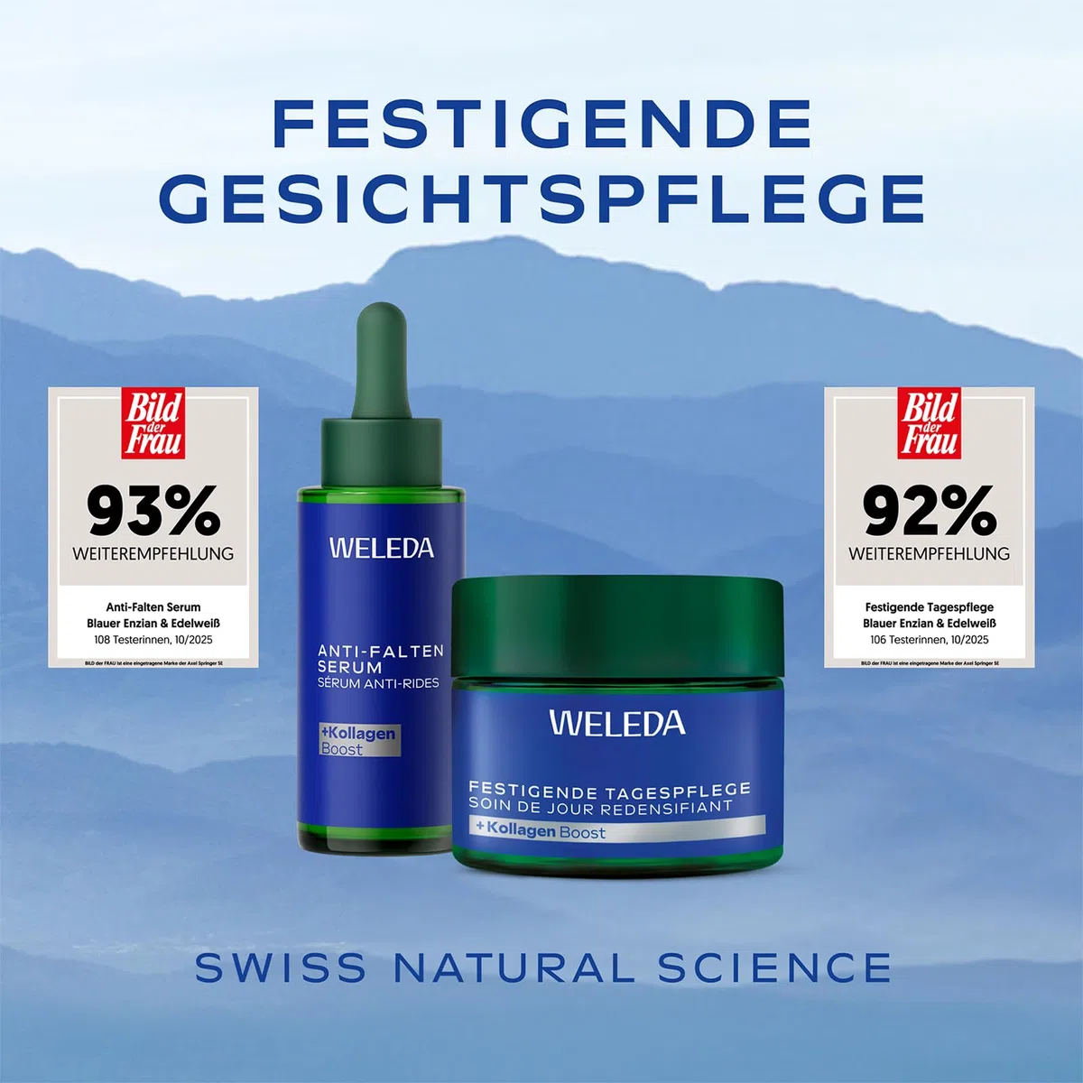 WELEDA Bio Anti Falten Serum Blauer Enzian & Edelweiß - Naturkosmetik Natural Anti Aging Gesichtsserum/Gesicht Pflegekonzentrat reduziert tiefe Falten nach 2 Wochen & strafft die Haut (vegan, 30ml)