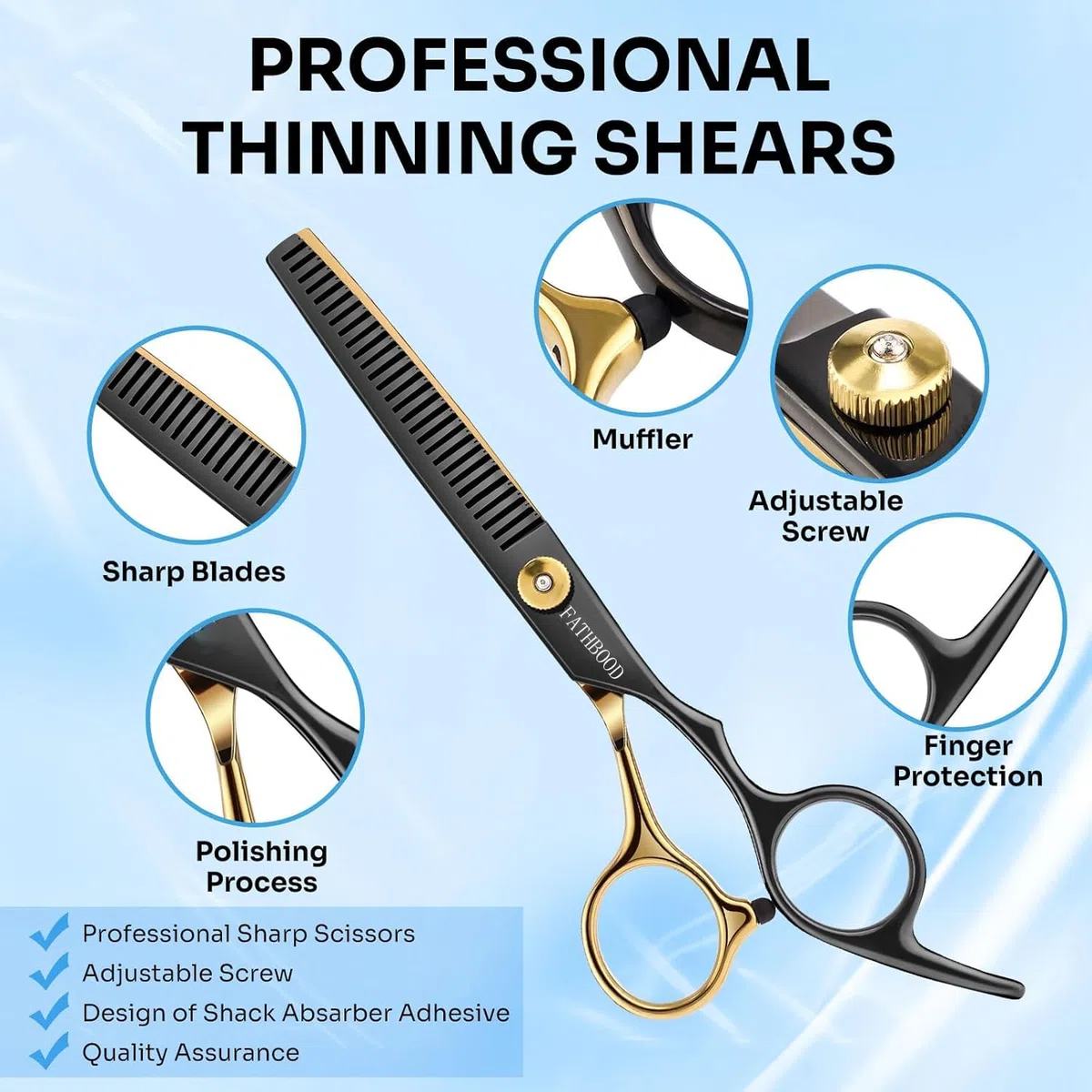 Haarschere Set, 15 Stücke Friseurschere Set Friseurscheren Profi 6,7 Zoll Haarschneideschere Hohe Qualität 440C Delstahl Haarschneide Set für Damen Herren Kinder Familie Friseursalon