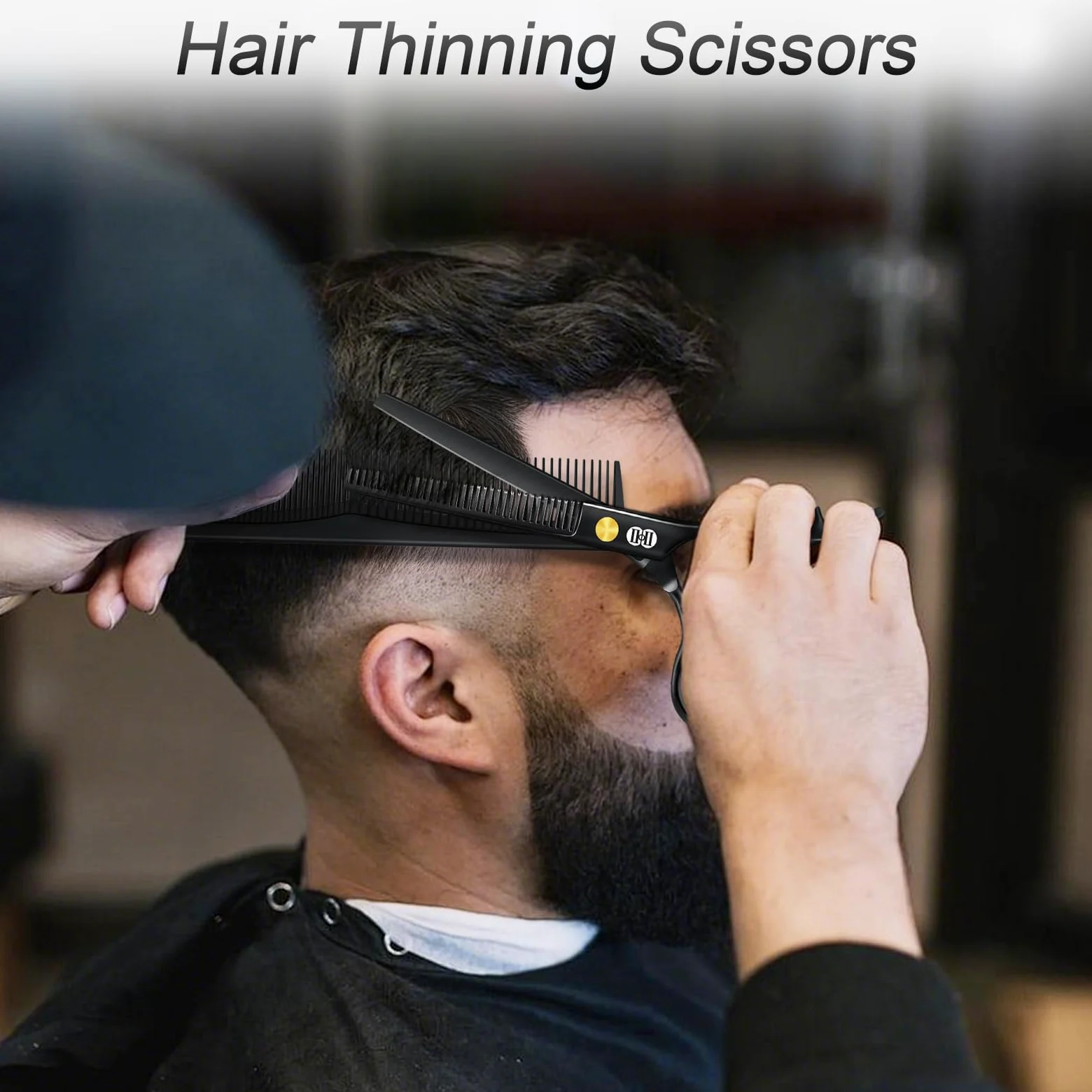 CIICII Friseurschere, Haarschneideschere Profi Set (6,7 Zoll Haarschere & Effilierschere) Haar Bart Trimmen Formung Pflege für Männer Frauen Haustiere Familie Friseursalon (Schwarze)