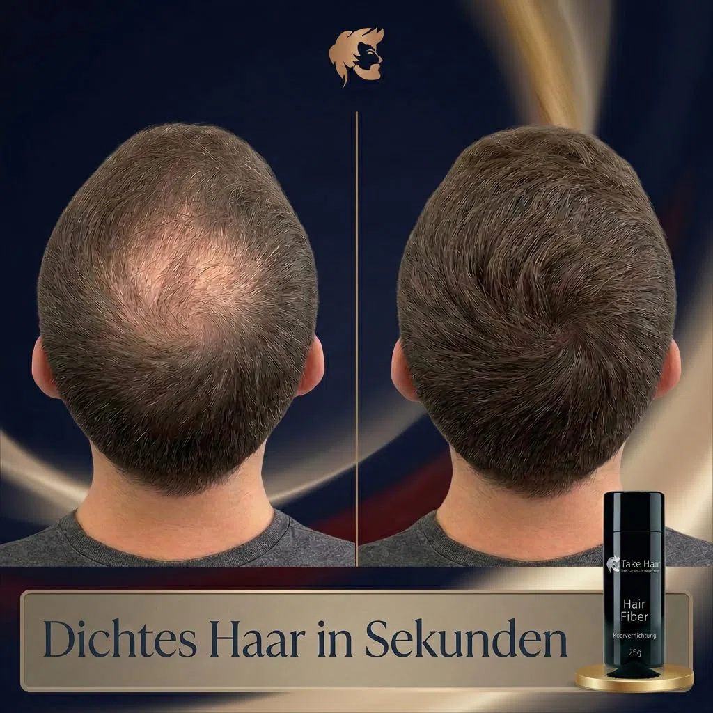 Take Hair Streuhaar für Männer – Schütthaar zur Haarverdichtung & vollem Haar – Haarauffüller für dichten Look in Sekunden – 25g Premium Friseurqualität (Streuhaar Schwarz)