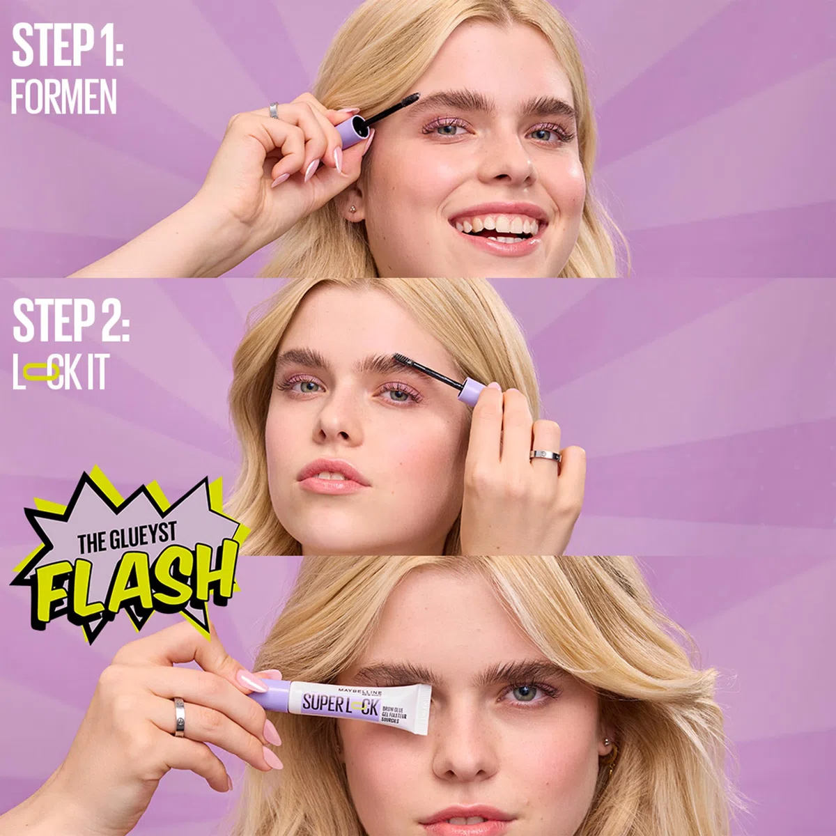 Maybelline New York Augen-Make-up Set, Sky High Mascara für extreme Länge und Volumen & Super Lock Brow Glue Augenbrauengel für 24H starken Halt, mit Bambusextrakt, Transparent & Schwarz, 2-teilig