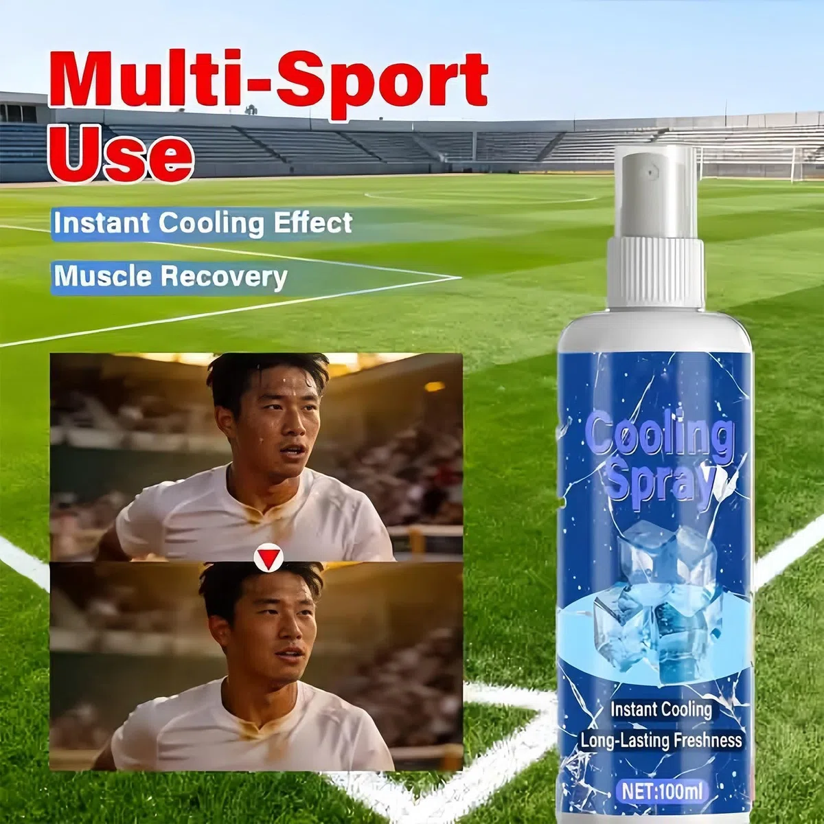 Kühlspray für Heißes Wetter, 2x 100ml Minz Kühlendes Spray für Körper, Gesicht & Kleidung, Auto Erfrischungsspray Langanhaltender Sofortige Abkühlung Eissprays für Sportler, Pendler & Outdoor