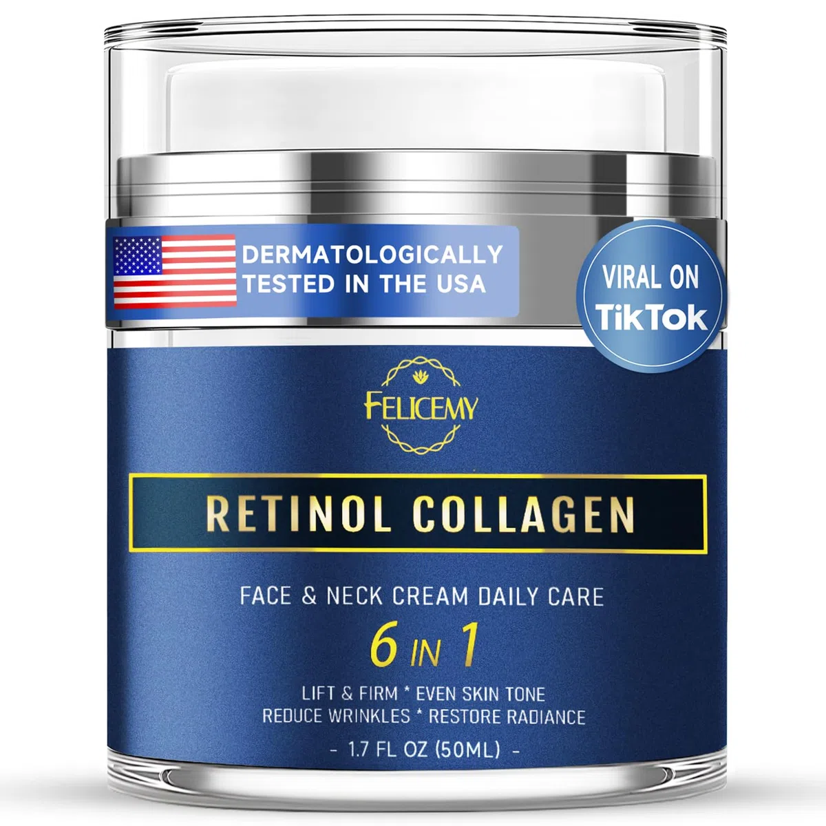 Retinol-Creme für das Gesicht, feuchtigkeitsspendende Gesichtscreme mit Kollagen und Hyaluronsäure, Anti-Aging-Halscreme zur Straffung der Haut, Gesichtspflege für Tag und Nacht, für Frauen und Männer