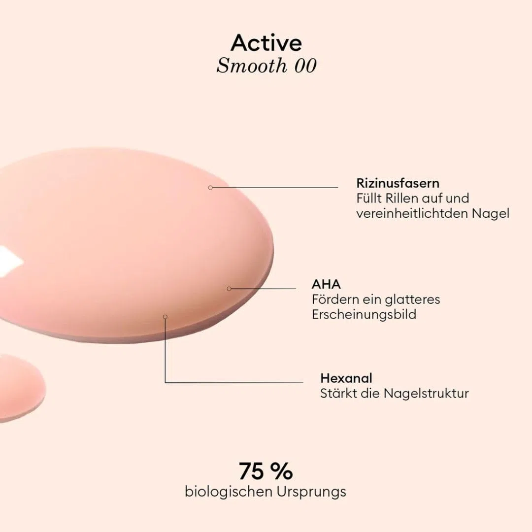 Manucurist Active Smooth 00 Nagellack Schnelltrocknend – Pflegenagellack mit CC Polish-Effekt & Satiniertem Nude-Finish, Veganer Nagelhärter mit AHA & Vitamin E, 15 ml