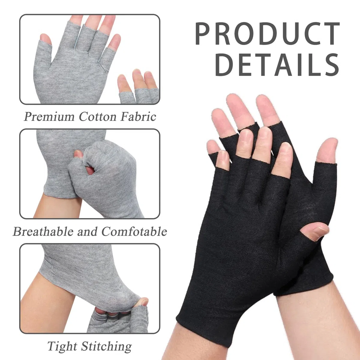 6 Paar Baumwollhandschuhe, Fingerlose Handschuhe aus Baumwolle, Dünne Baumwollhandschuhe für Ekzeme, für Trockene Hände, SPA, UV-Schutz, für Die Schmuckprüfung, Münzhandhabung, Einheitsgröße
