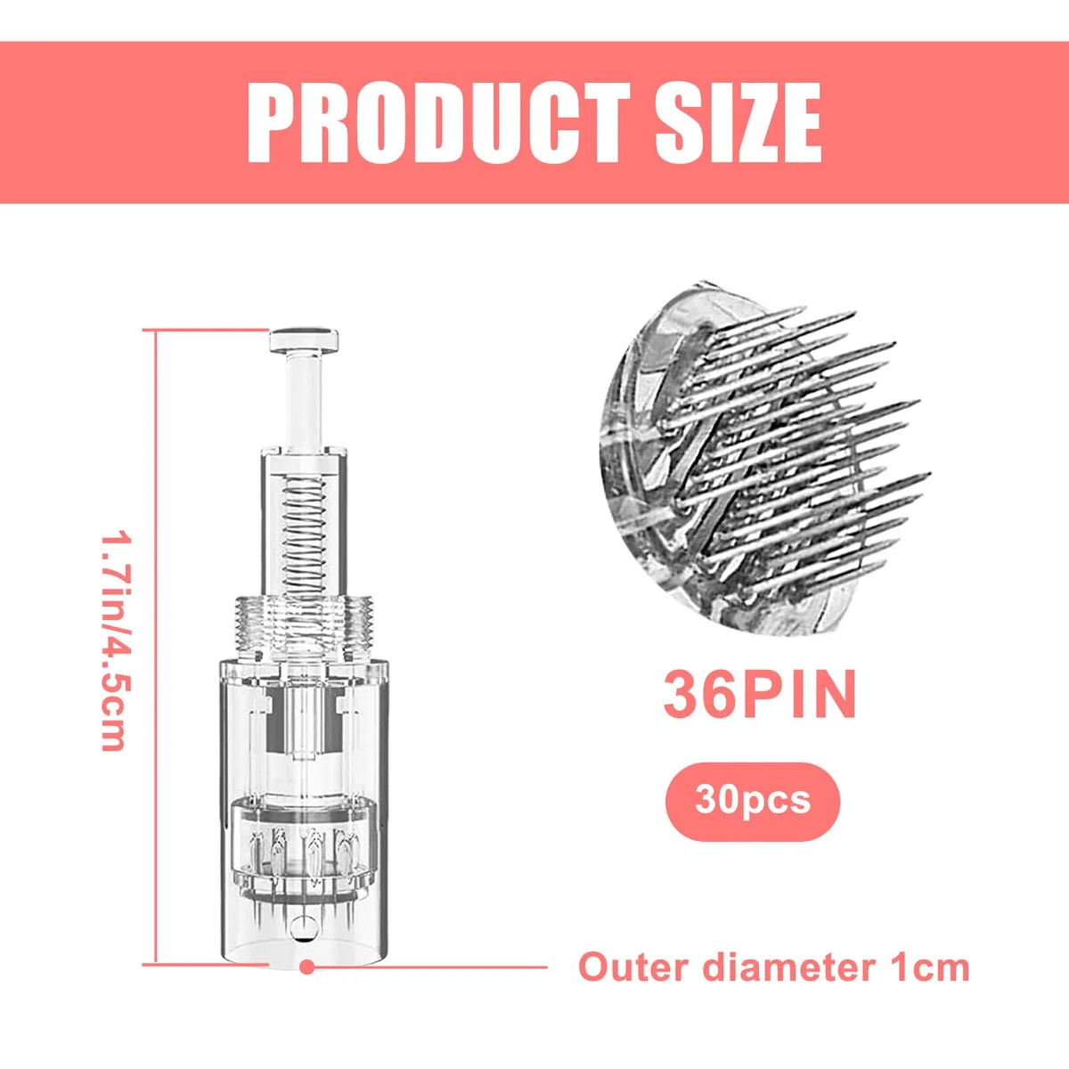 30 Stücke Microneedling Nadeln, Ersatz Derma Pen, 36 Pins Micro Nano Nadeln Kartuschen Ersatzteile Mikronadel Nadelpatronen Dermapen Microneedling Gerät Ersatznadeln Needle Für Hautwiederherstellung
