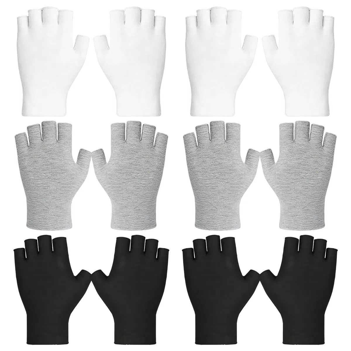 6 Paar Baumwollhandschuhe, Fingerlose Handschuhe aus Baumwolle, Dünne Baumwollhandschuhe für Ekzeme, für Trockene Hände, SPA, UV-Schutz, für Die Schmuckprüfung, Münzhandhabung, Einheitsgröße