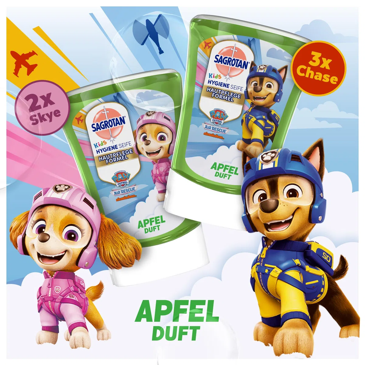Sagrotan Kids No-Touch Nachfüller Apfel – Für den automatischen Seifenspender – 5 x 250 ml Handseife