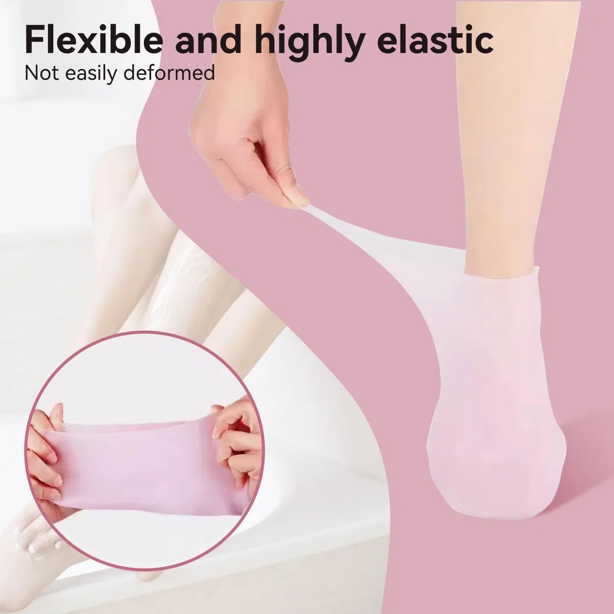 2 Paar SEBS Fußpflegesocken, rutschfest, risshemmend, Peeling, Fuß-Spa-Socken, feuchtigkeitsspendend, Socken, weiche Haut, Pediküre-Socken, Silikon-Gel-Socken für Männer und Frauen (L (39–41)
