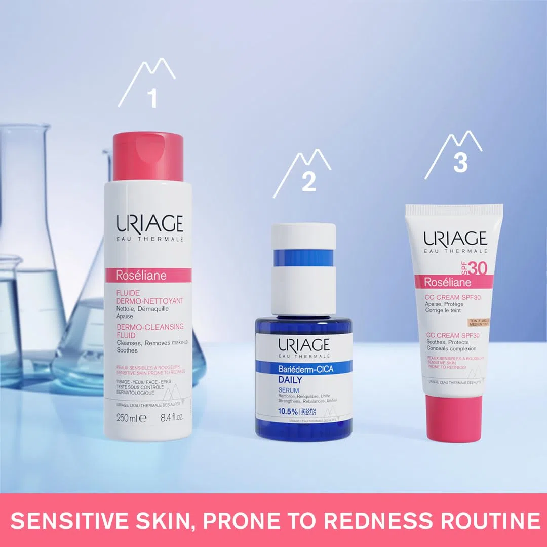 Uriage Roseliane CC Creme Gegen Rötungen LSF30 mit Ginseng Extract - Deckt Rötungen ab, Wirkt Beruhigend & Lang Anhaltend, Getönte Gesichtscreme - Parabenfrei - Nicht Komedogen - 40ml