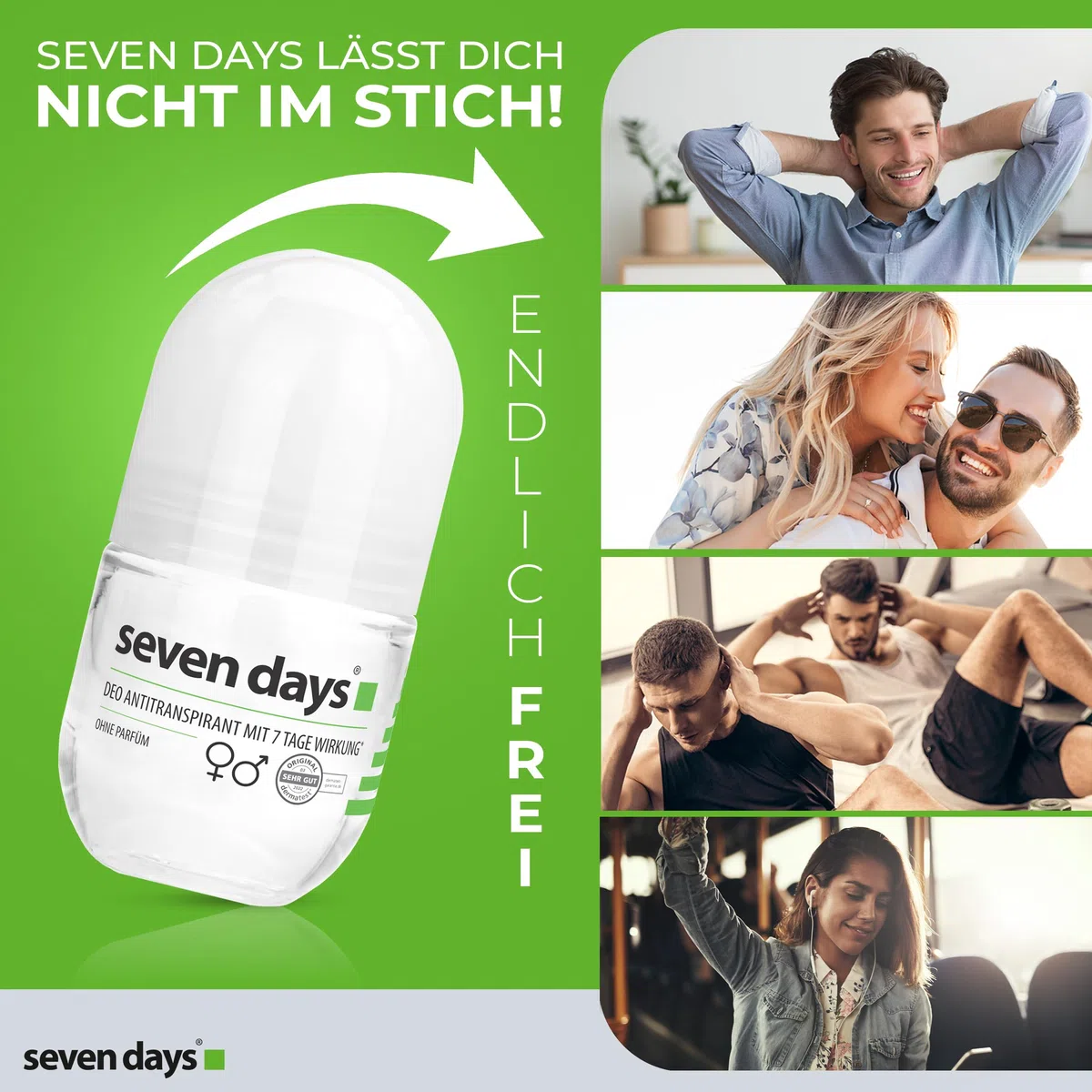 seven days Antitranspirant 50ml, Roll On gegen Schweiß [Langzeitschutz - Bis 7 Tage] Antitranspirant starkes schwitzen, Anti Transpirant Herren & Damen Deo, Mittel gegen Schwitzen, Deoroller