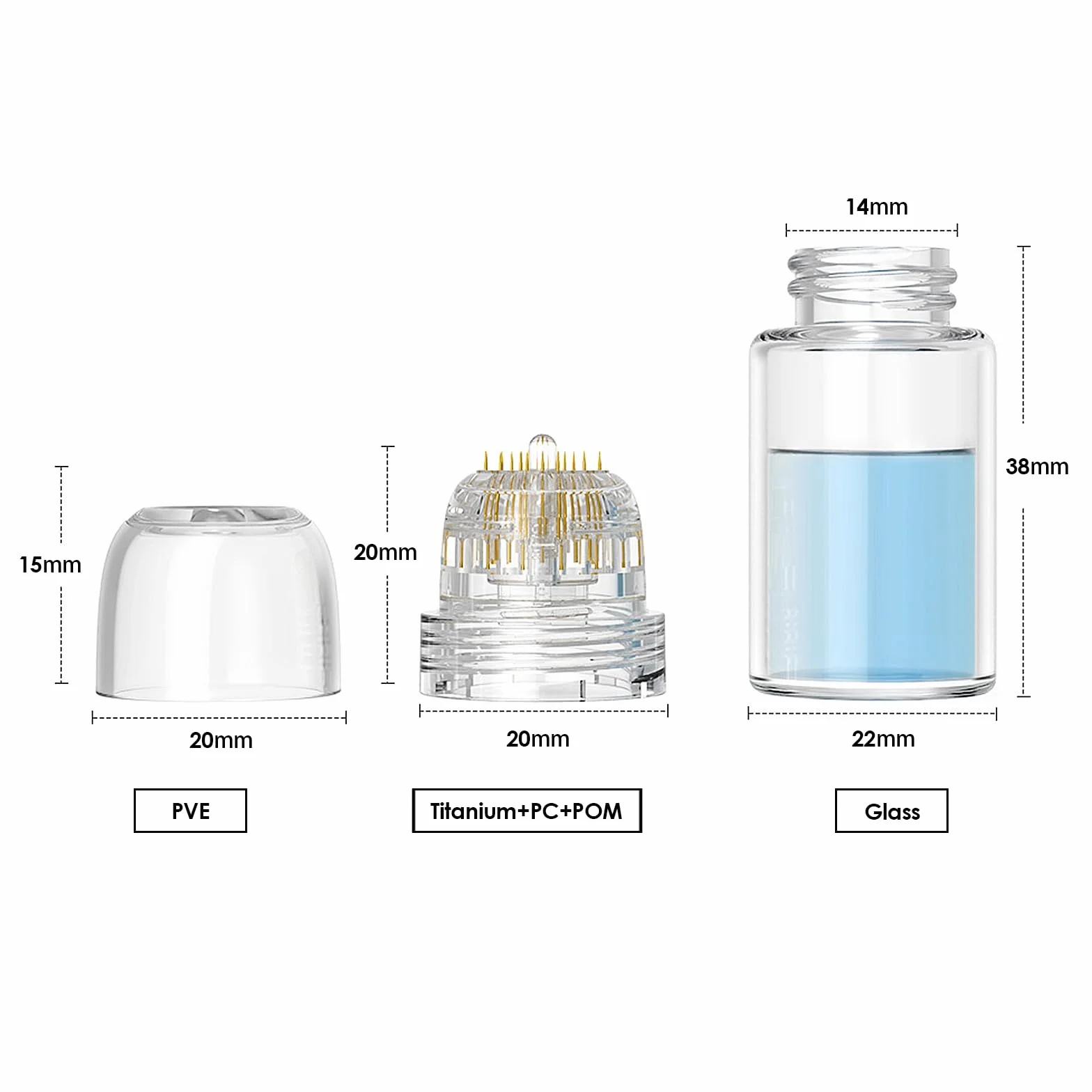 Derma Stamp Hydra Needle 20 Microneedling 0,5 mm, Microneedling Hydra Nadel Derma Roller mit 3 Auswechselbaren Derma-Stamp-Köpfen Anti Aging Beauty Essence Flasche Kosmetisches Microneedling Werkzeug