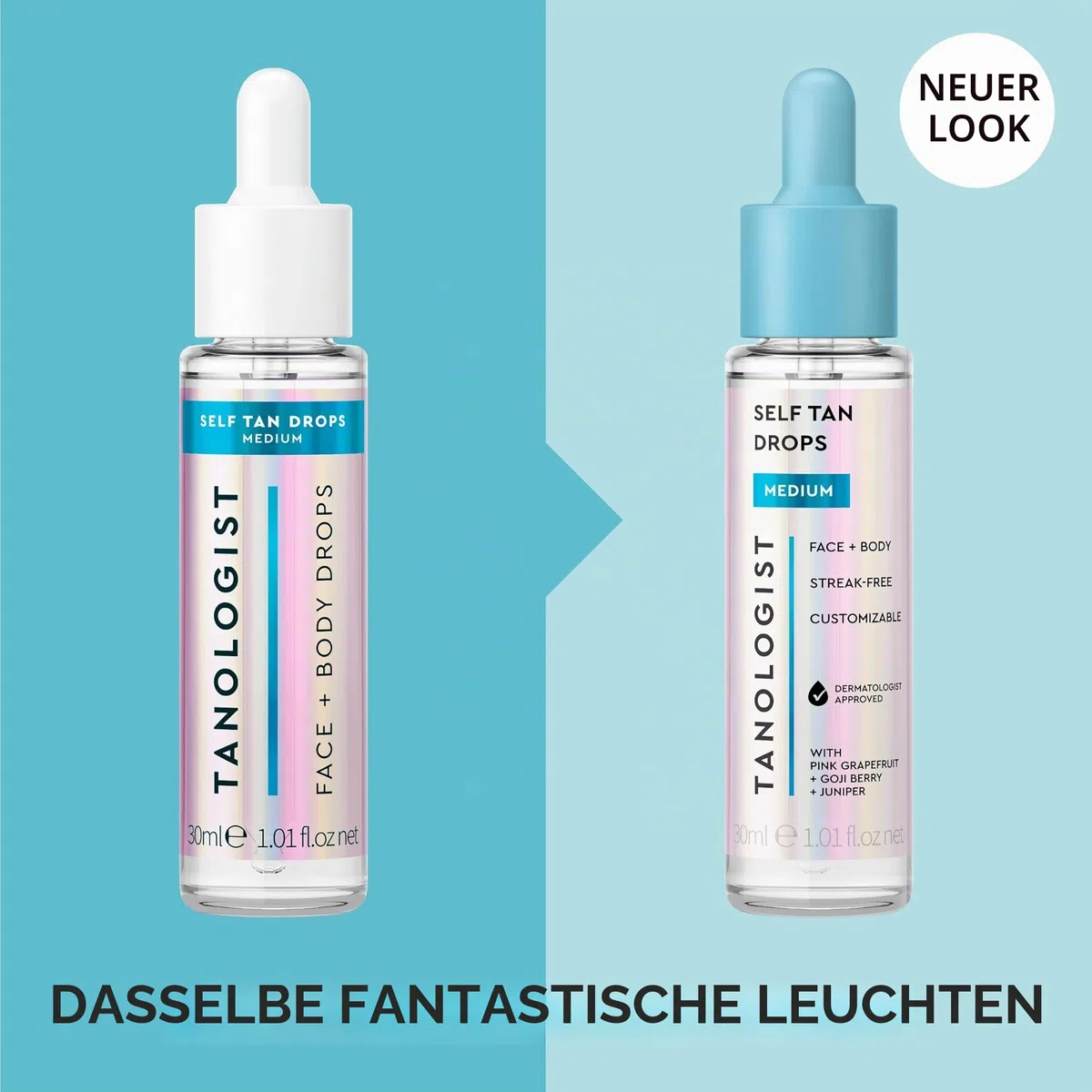 Tanologist Self-Tan Drops Medium – Selbstbräuner Tropfen für Gesicht & Körper – Mischbar mit Pflege – Anpassbare Bräune ohne Streifen – Vegan & Clean – Keine verstopften Poren
