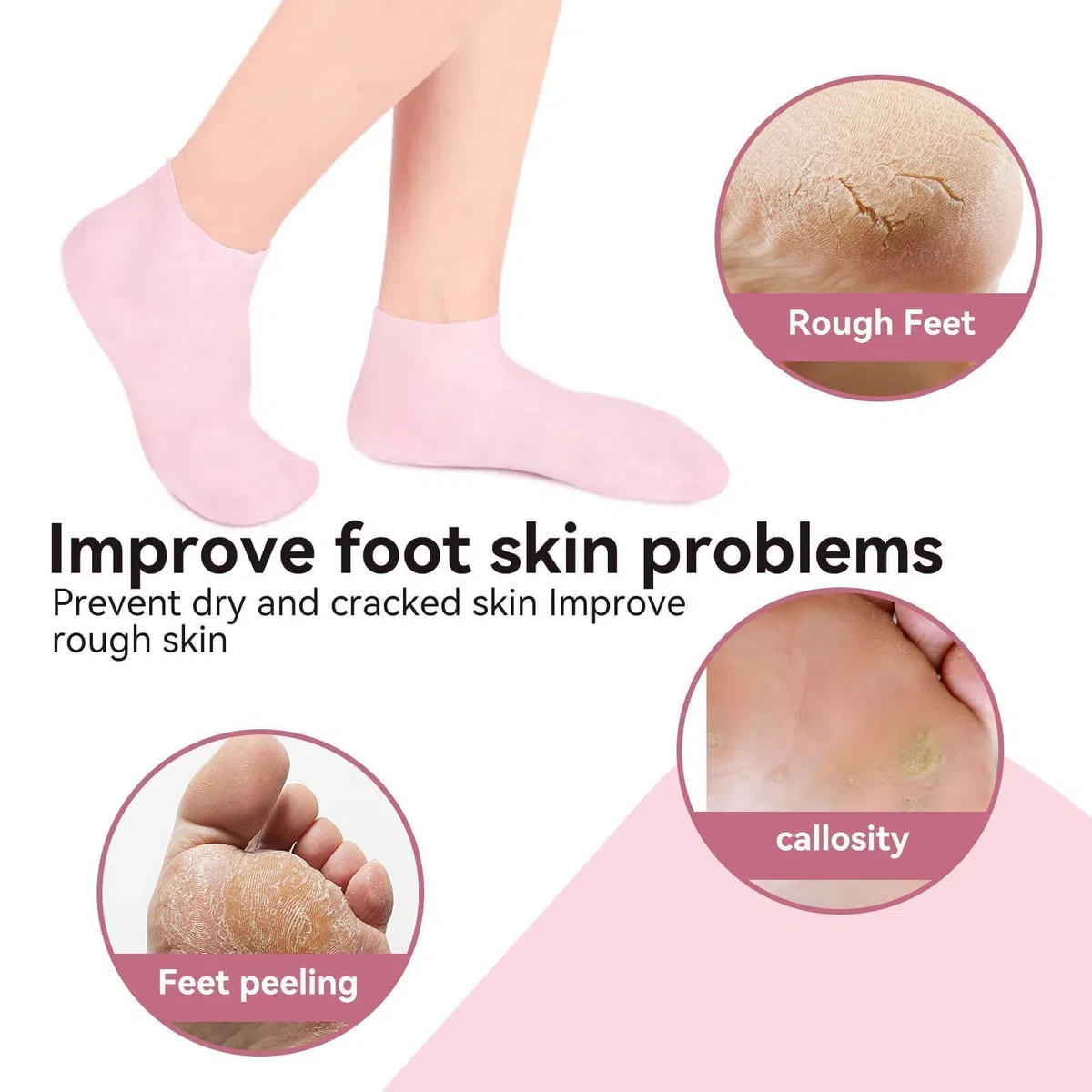 2 Paar SEBS Fußpflegesocken, rutschfest, risshemmend, Peeling, Fuß-Spa-Socken, feuchtigkeitsspendend, Socken, weiche Haut, Pediküre-Socken, Silikon-Gel-Socken für Männer und Frauen (L (39–41)