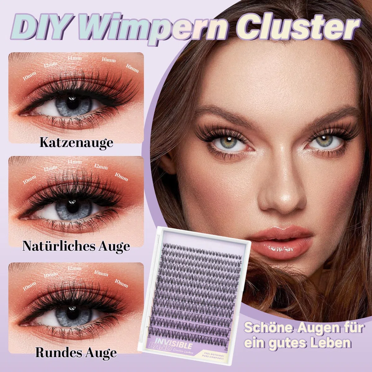 B&Q Lashes Extension Set 144PCS Venus Lash Clusters Unsichtbares Band 8-16MIX Manga Wimpern Extensions Set Wispy NatüRliche Wimpern Cluster 7 tage halt Lazy Girl Wimpernverlängerung(Venus 8-16mix)