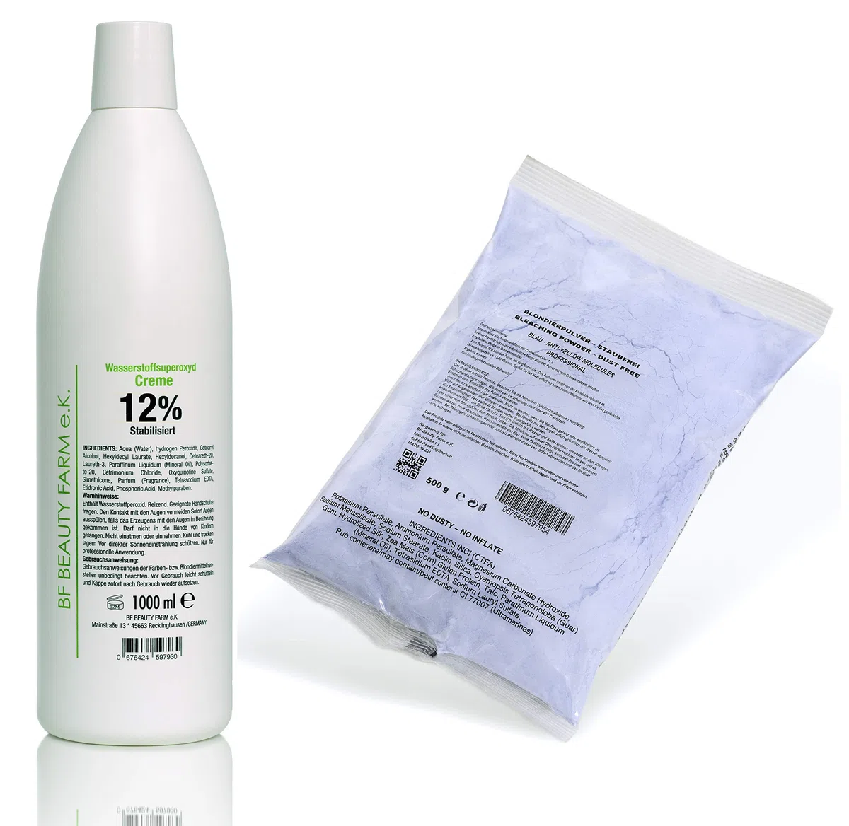 1000ml Wasserstoffperoxid 12% Cream Oxydant + 500g Blondierpulver Blau Staubfrei